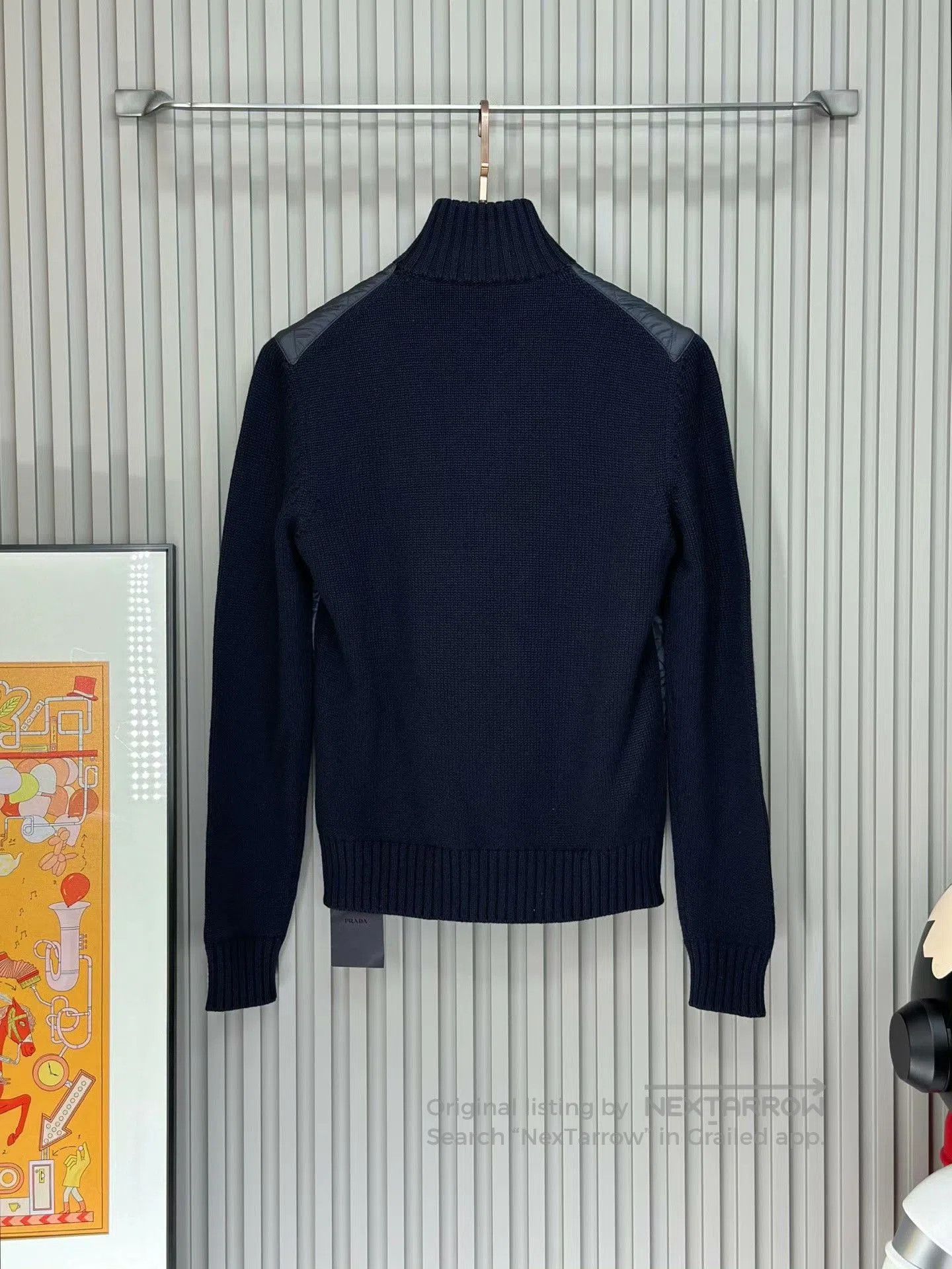 Prada PRADA Navy Knit Paneled Jacket. Size US S / EU 44-46 / 1 - 2 Thumbnail