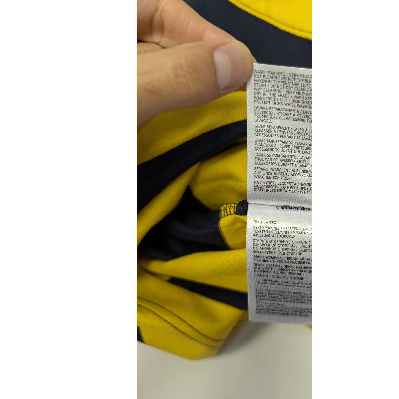 Moncler × Palm Angels o1rshd1 Striped Cotton Polo Shirt in Yellow / Blue Size US L / EU 52-54 / 3 - 17 Thumbnail