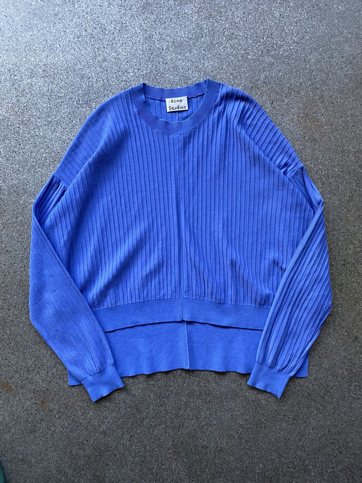 Acne Studios × Issey Miyake Acne Studios Issy Cotton Blue Cropped Ribbed Sweater Size S / US 4 / IT 40 - 3 Thumbnail