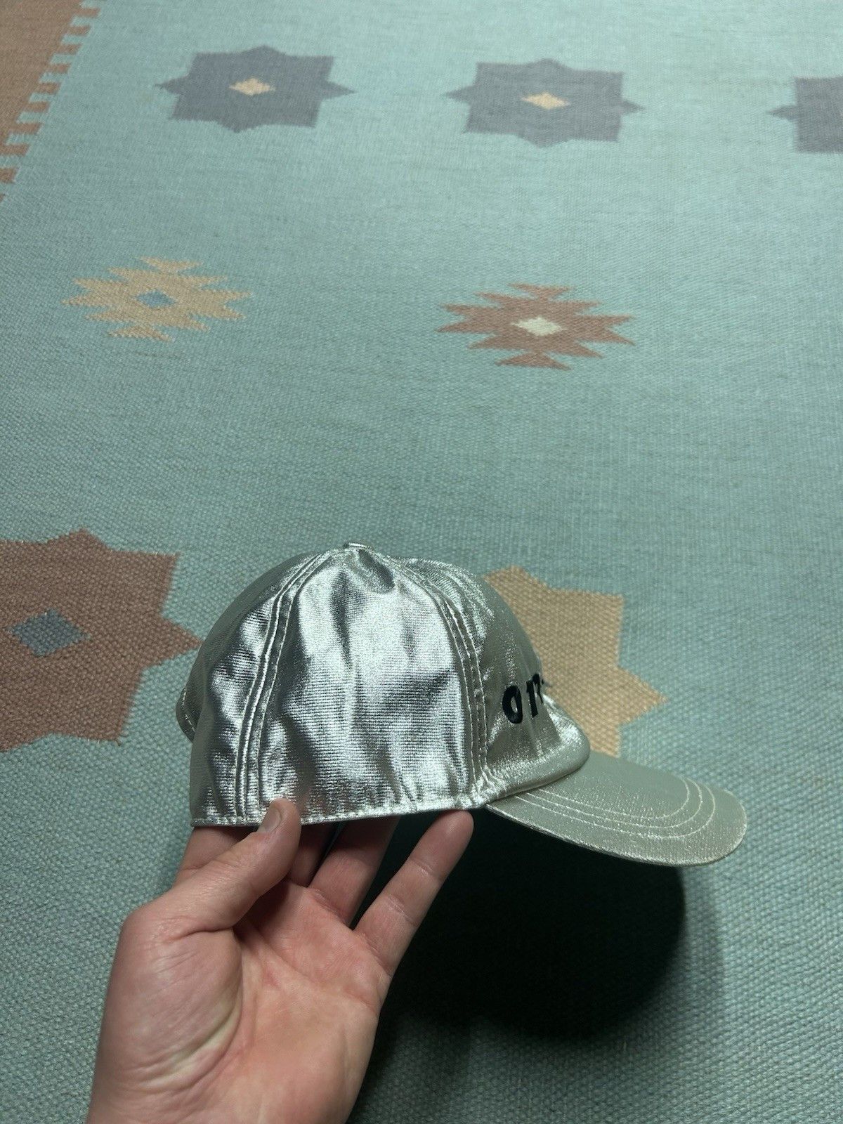 Vintage Vtg baseball hat millennium 2000 metallic silv nylon stretch Size ONE SIZE - 9 Thumbnail