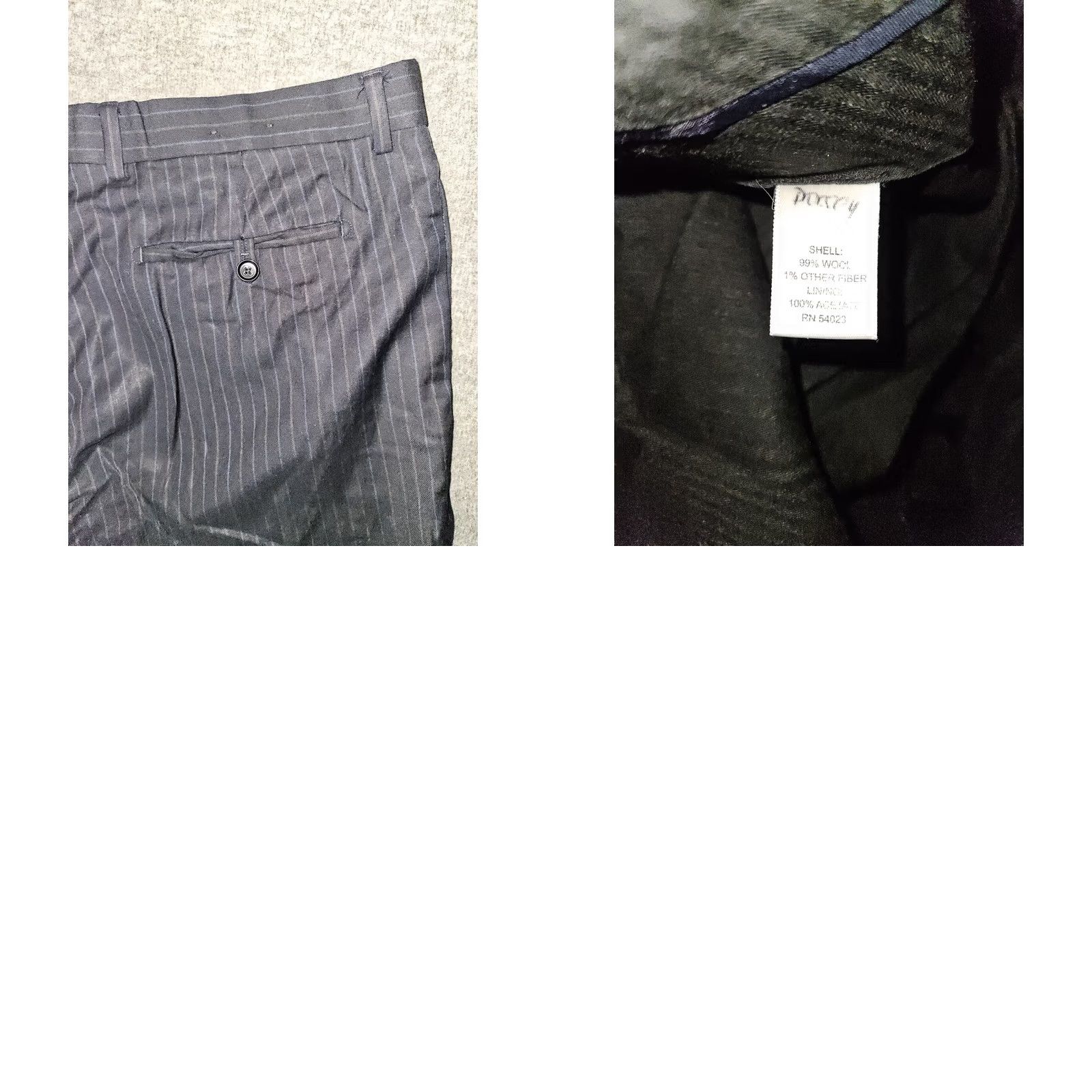 Banana Republic VINTAGE Banana Republic Modern Fit Dress Pants Mens 35x32 Black Striped 99% Wool Lined Size US 35 - 8 Thumbnail