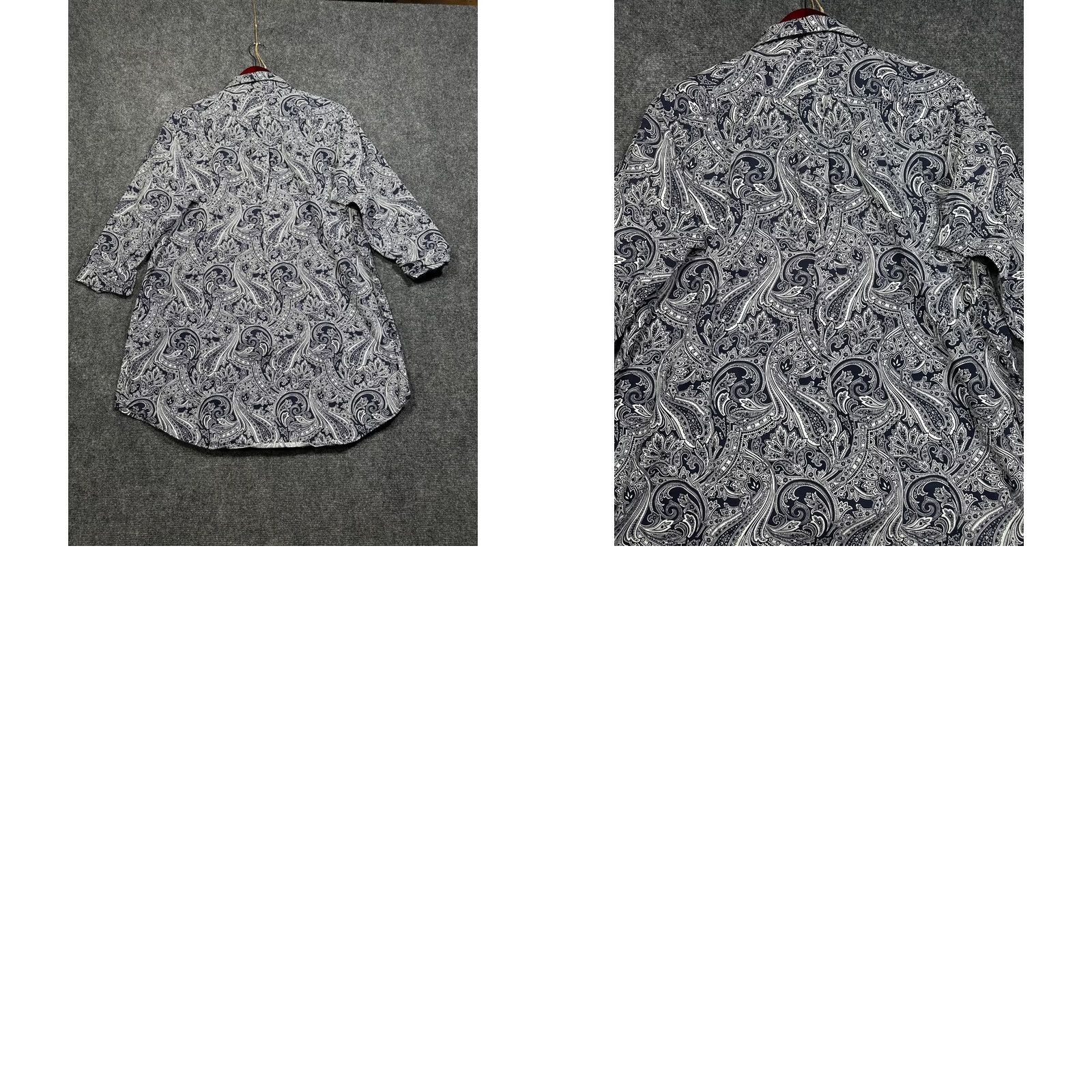 Ralph Lauren Lauren Ralph Lauren Womens Top Large Blue Paisley Cotton 3/4 Sleeve Buttons Size L / US 10 / IT 46 - 8 Thumbnail
