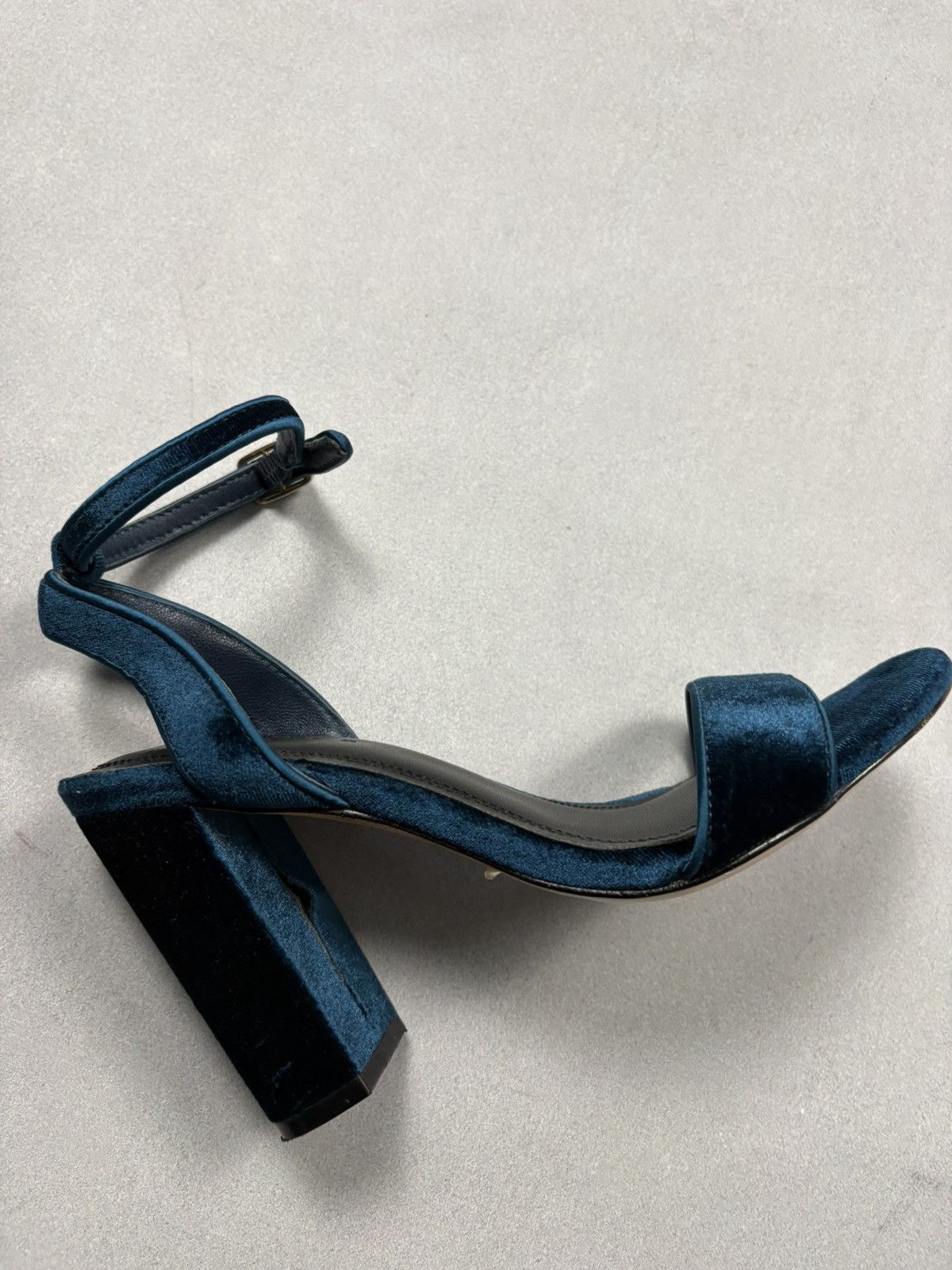 Sandro Sandro Velvet Block Heel Sandals Blue Ankle Strap EU36 Paris Size US 6 / IT 36 - 18 Thumbnail