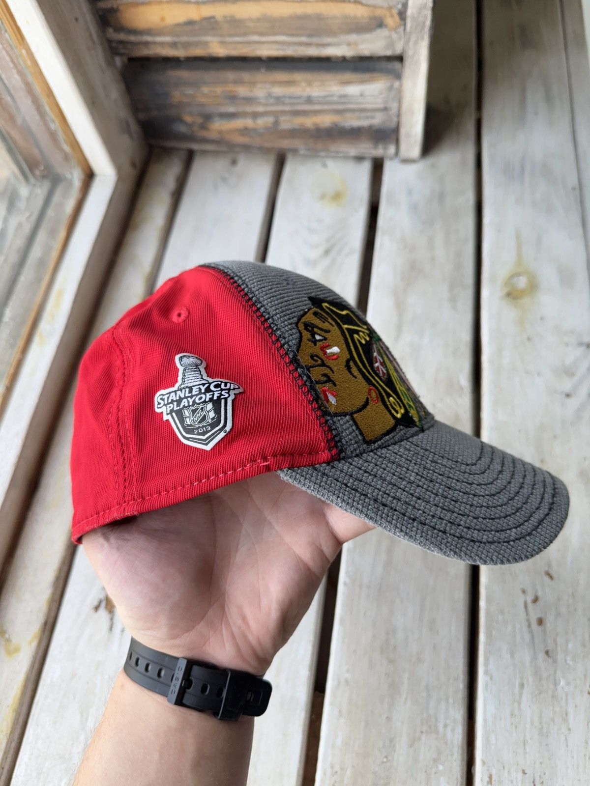 NHL × Reebok Vntg 00s Reebok Chicago Blackhawks Stanley Cup Playoffs cap Size ONE SIZE - 5 Thumbnail