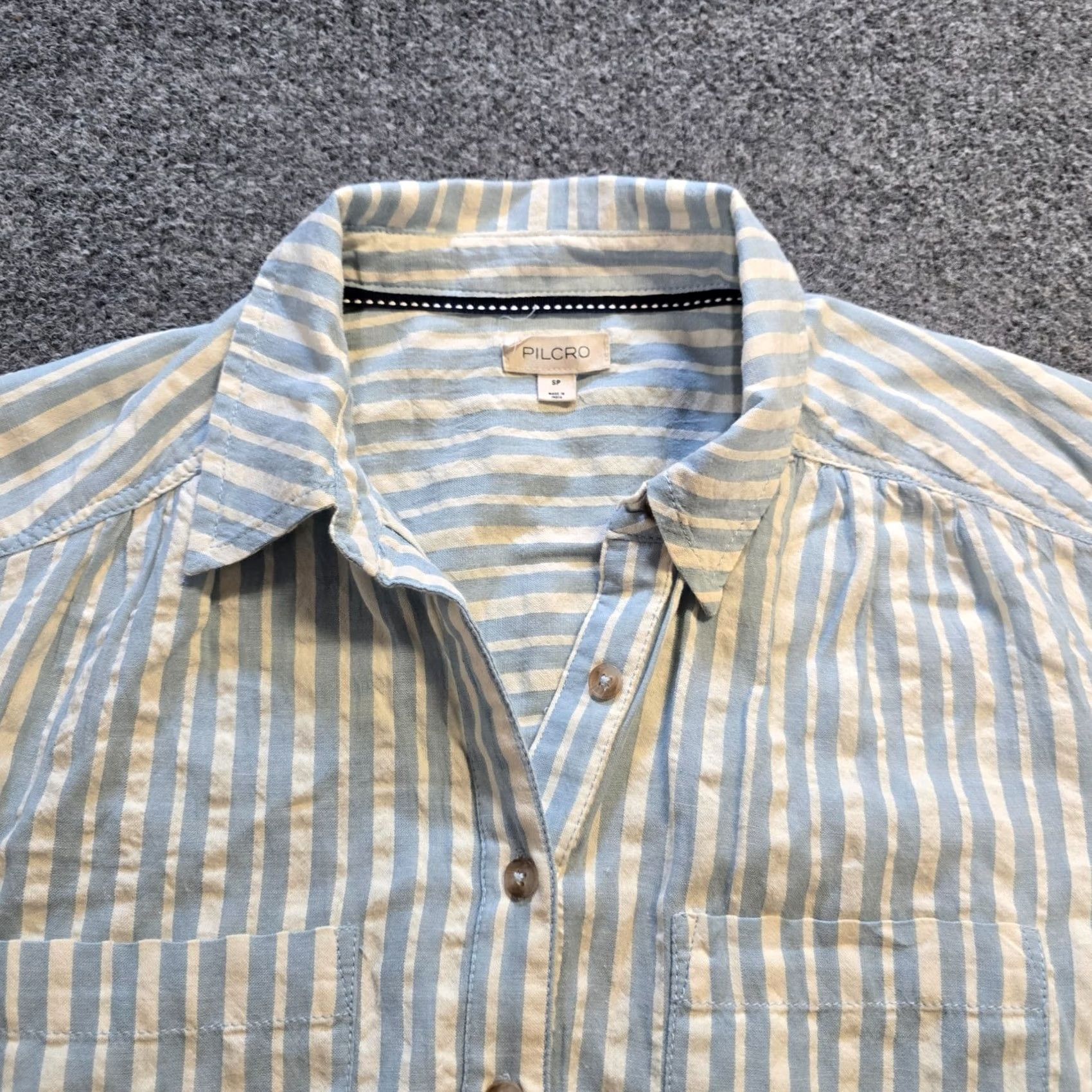 Anthropologie Pilcro Top Womens Size Small Blue Striped Button Long Sleeve Blouse Size S / US 4 / IT 40 - 2 Thumbnail