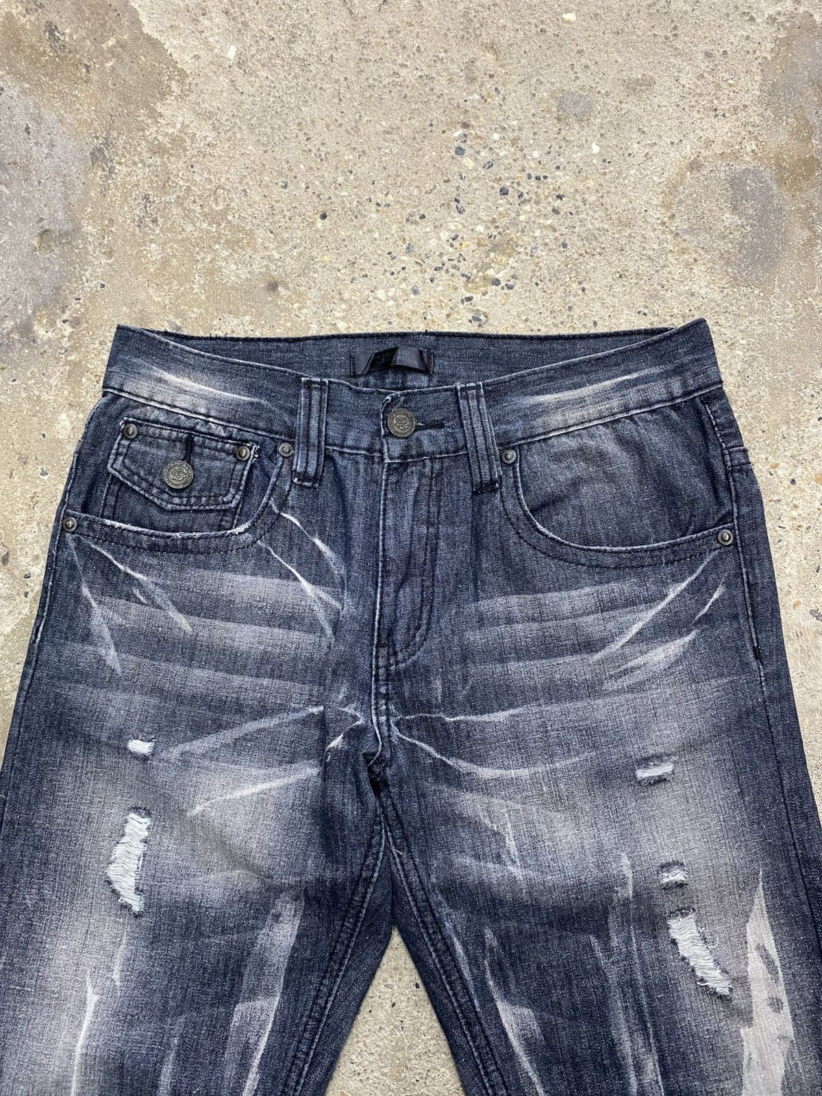 Japanese Brand Black baccara side laced jeans wash Size US 29 - 4 Thumbnail