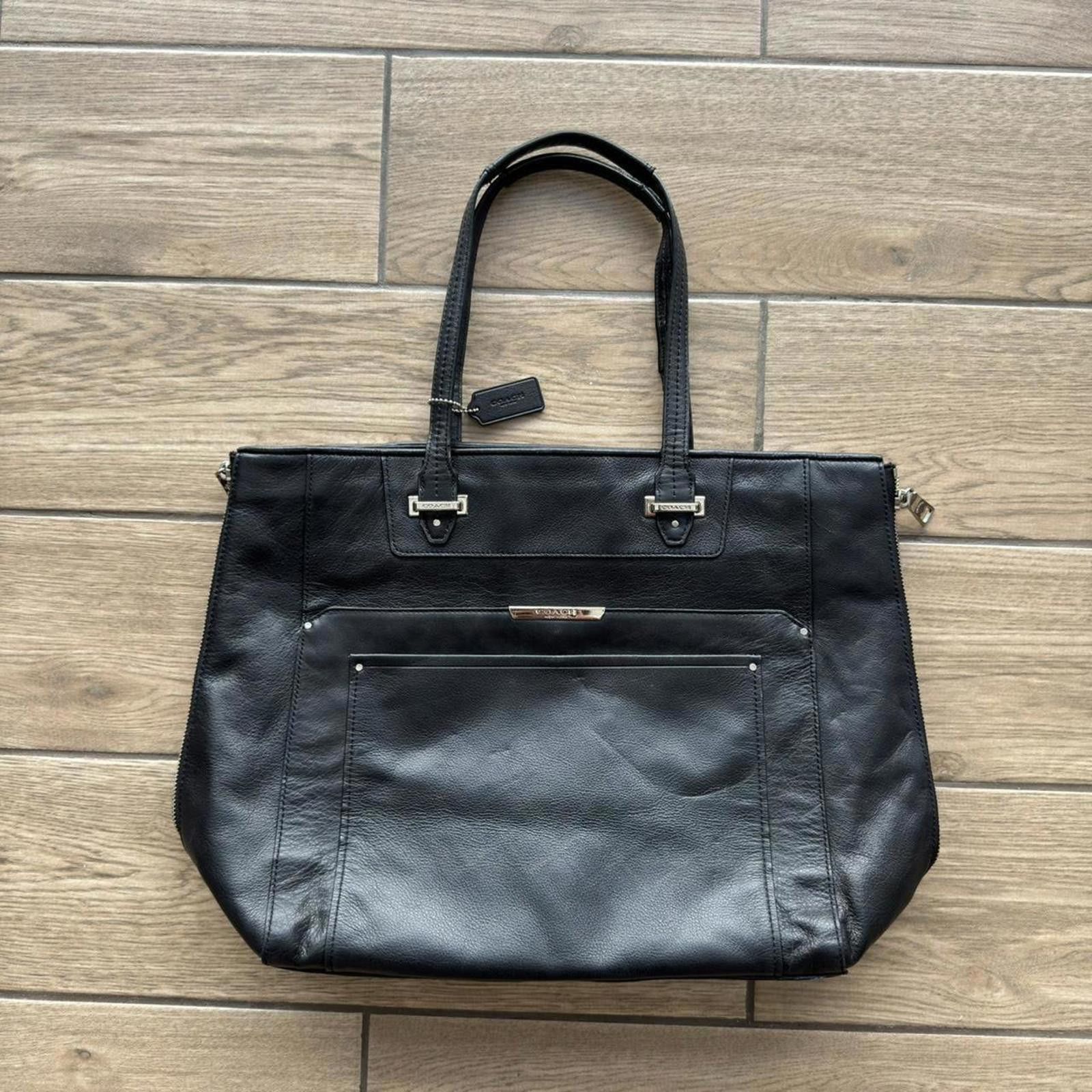 Y2K Coach Taylor Black Leather Large Tote Shoulder Bag, Women's