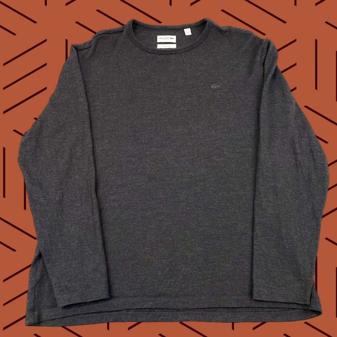 Lacoste LACOSTE Sweater Mens 2XL Charcoal Gray Wool Pullover Jumper Crew Knit Solid Logo Embroidered Size US XXL / EU 58 / 5 - 1 Thumbnail