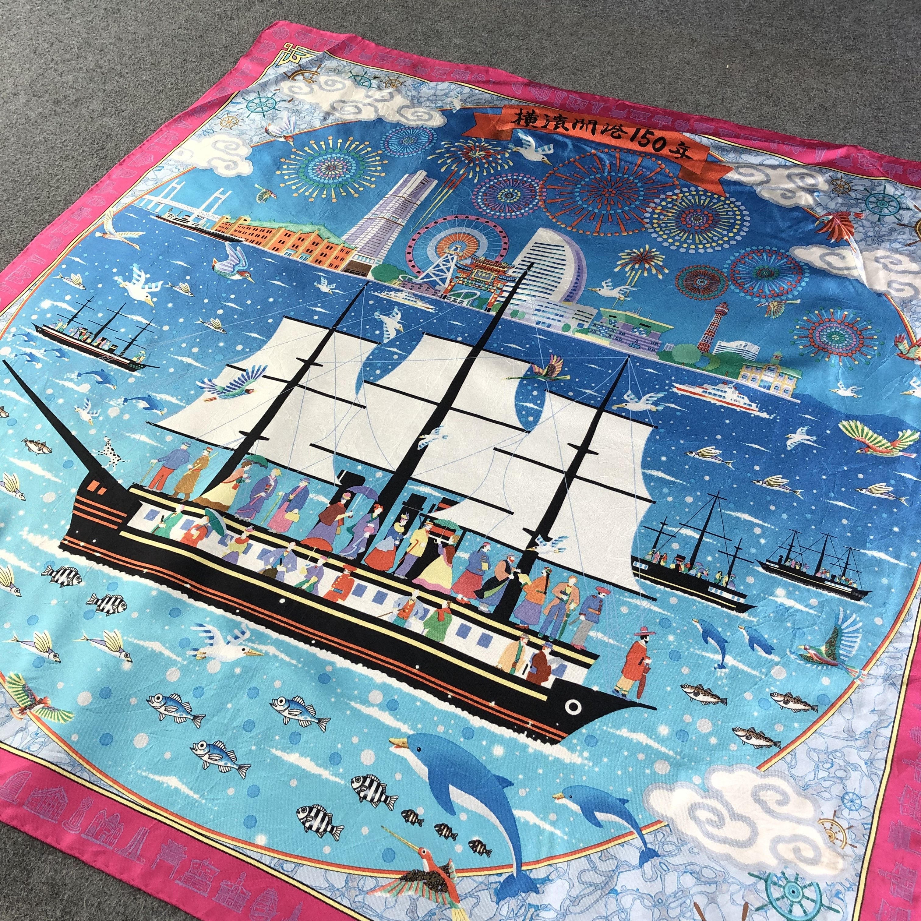 Japanese Brand Yokohama Silk Museum Luxury Silk Scarf M473 Size ONE SIZE - 2 Thumbnail