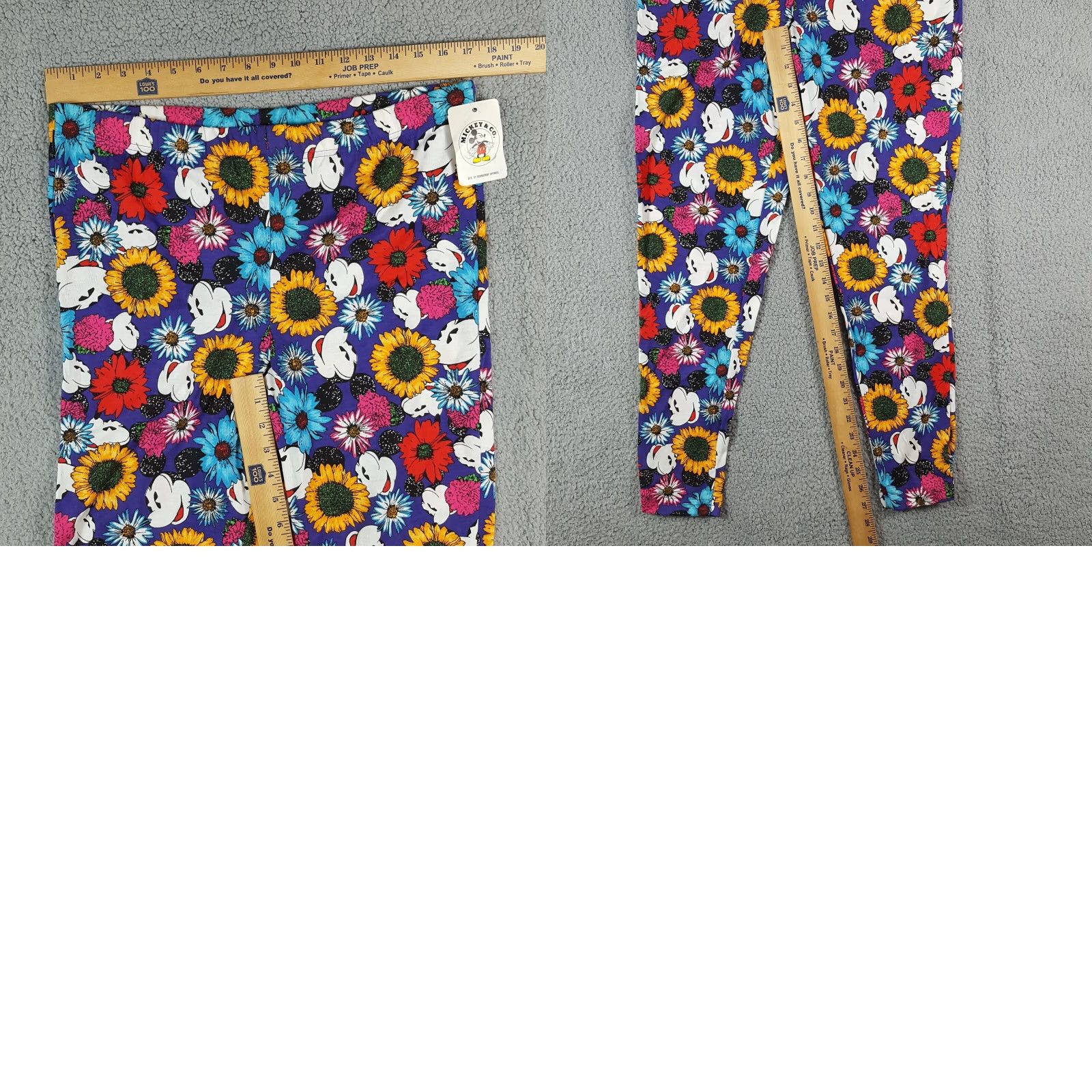 Mickey & Co. VINTAGE 90s Mickey Mouse Flower Print AOP Women's Size 34" Waist Leggings Pants Size 24" / US 00 / IT 34 - 8 Thumbnail