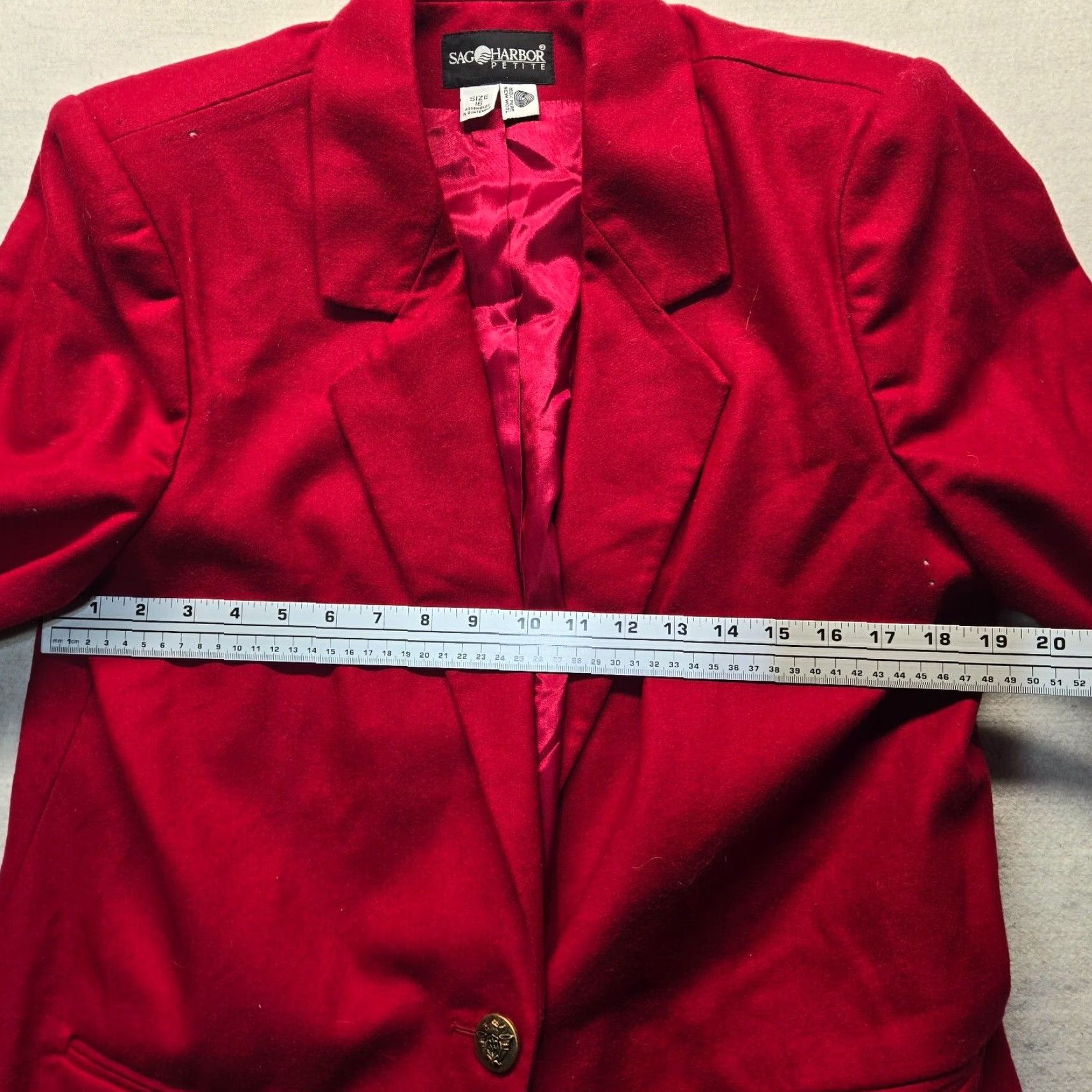 Vintage Sag Harbor Blazer Solid Red 100% Wool Adult Women Size 16 Size XXL / US 16-18 / IT 52-54 - 7 Thumbnail
