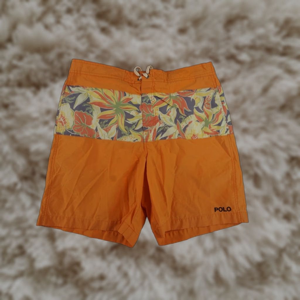 POLO SPORT Ralph Lauren Men's Swim Shorts Orange Medium Lined Solid Sports