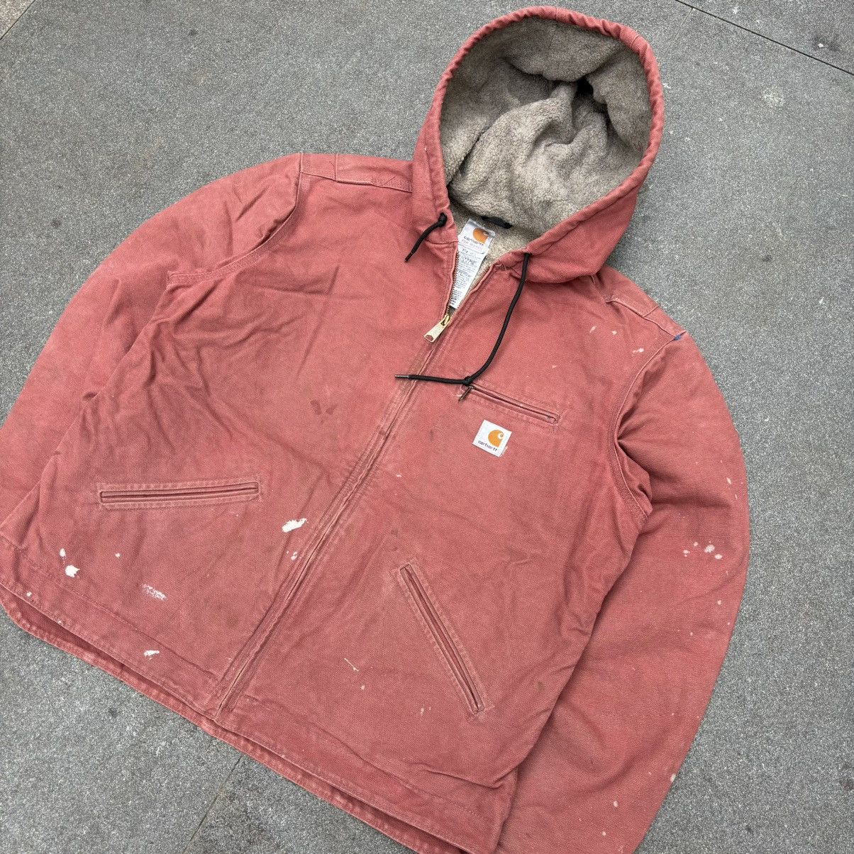 Carhartt × Vintage Vintage Carhartt Sherpa lined hooded Jacket WJ141 VRS Size US M / EU 48-50 / 2 - 2 Thumbnail