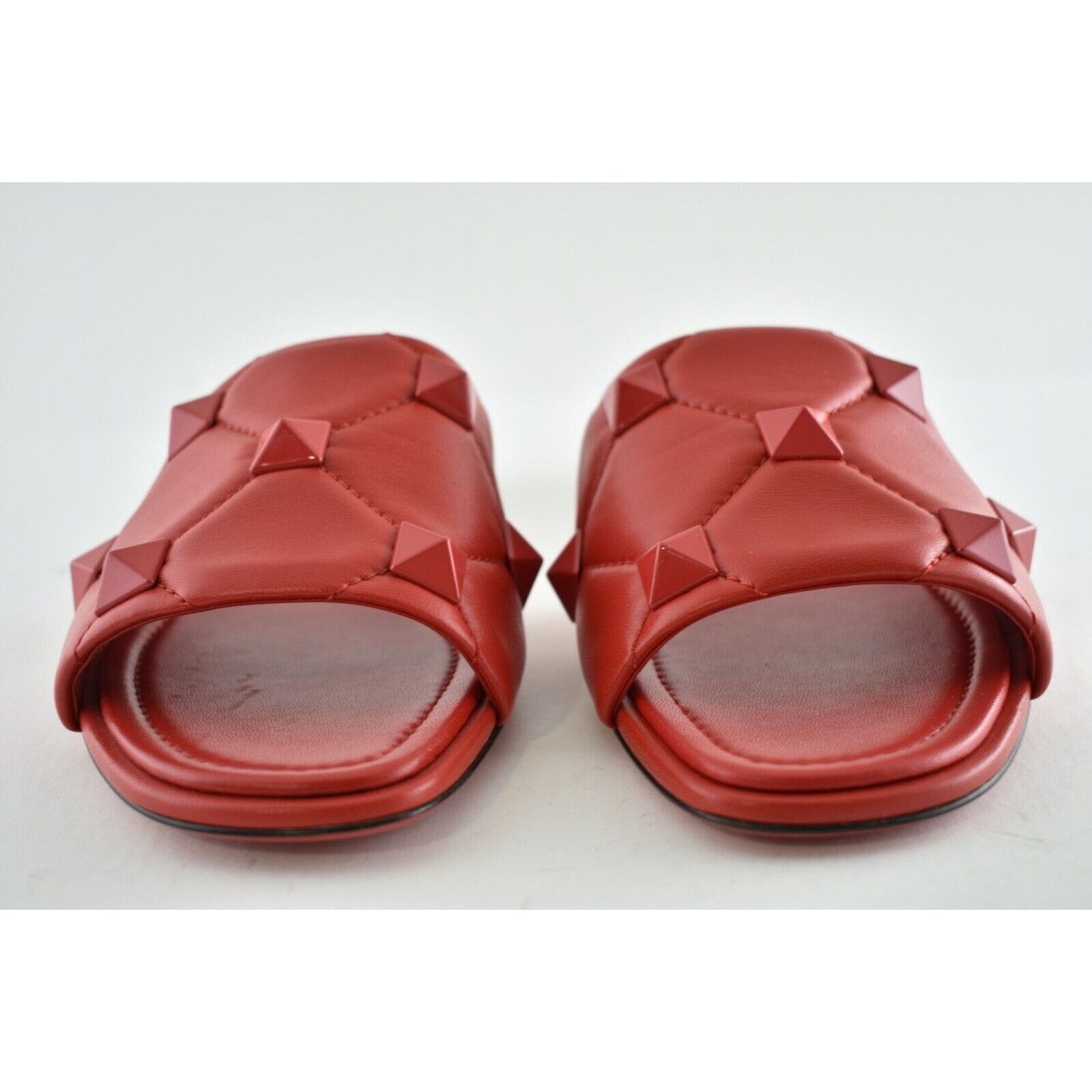 Valentino Valentino Rockstud Roman Stud Red Leather Slide Slip On Size US 7 / IT 37 - 5 Thumbnail