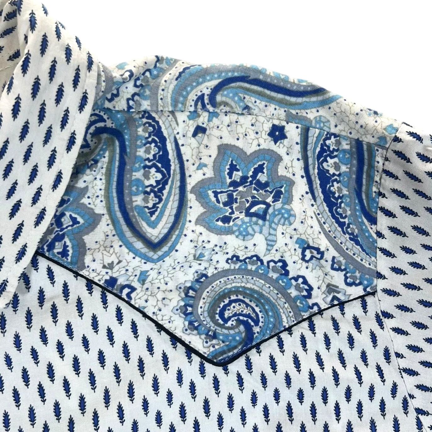 Vintage VINTAGE MISTRAL Western Shirt Floral Paisley Blue XL XXL Men Button-Up Long Sleeve 80s FRAME Size US XL / EU 56 / 4 - 4 Thumbnail