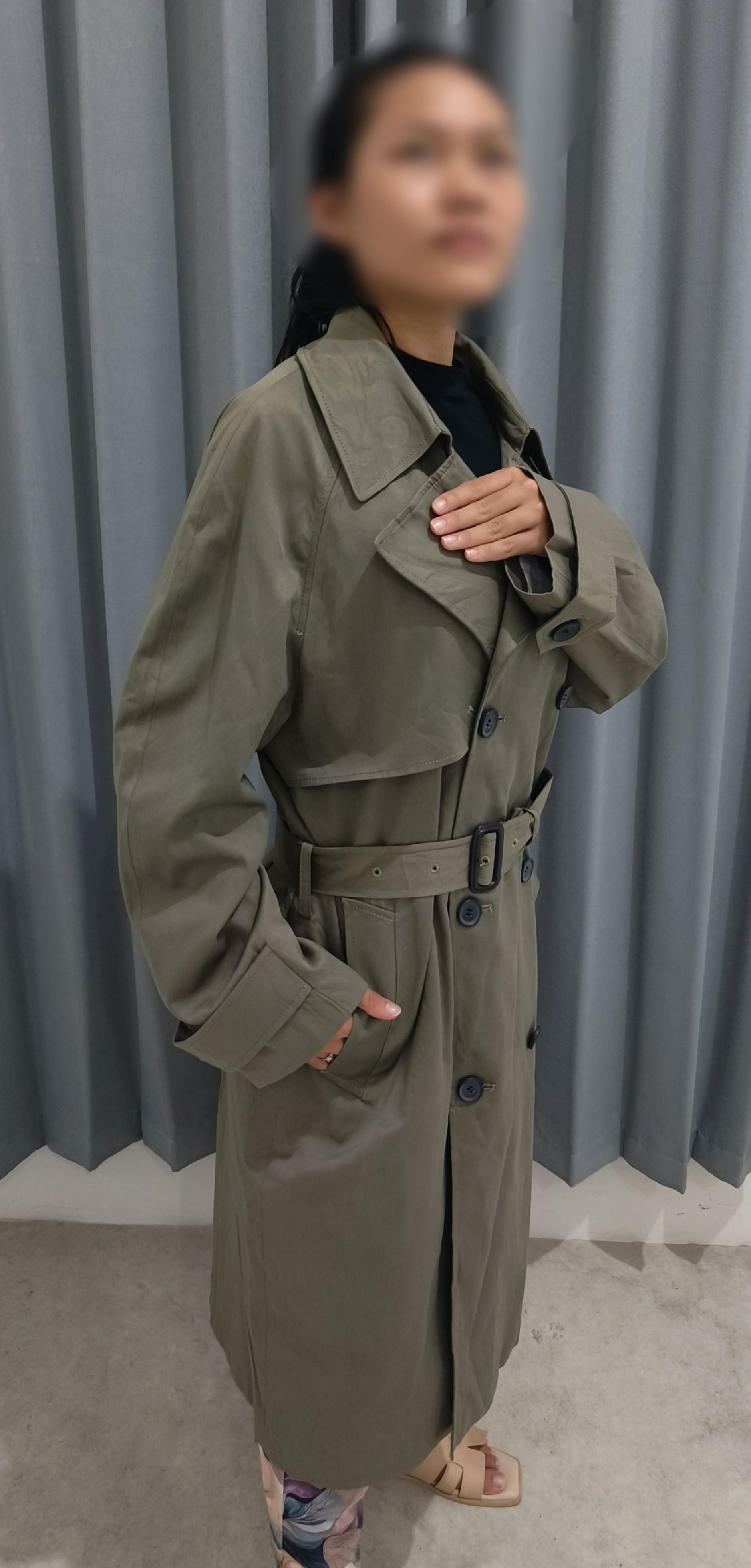 Other ANDEW Women's Green Belted Trench Coat / Spy Coat Size L / US 10 / IT 46 - 9 Thumbnail