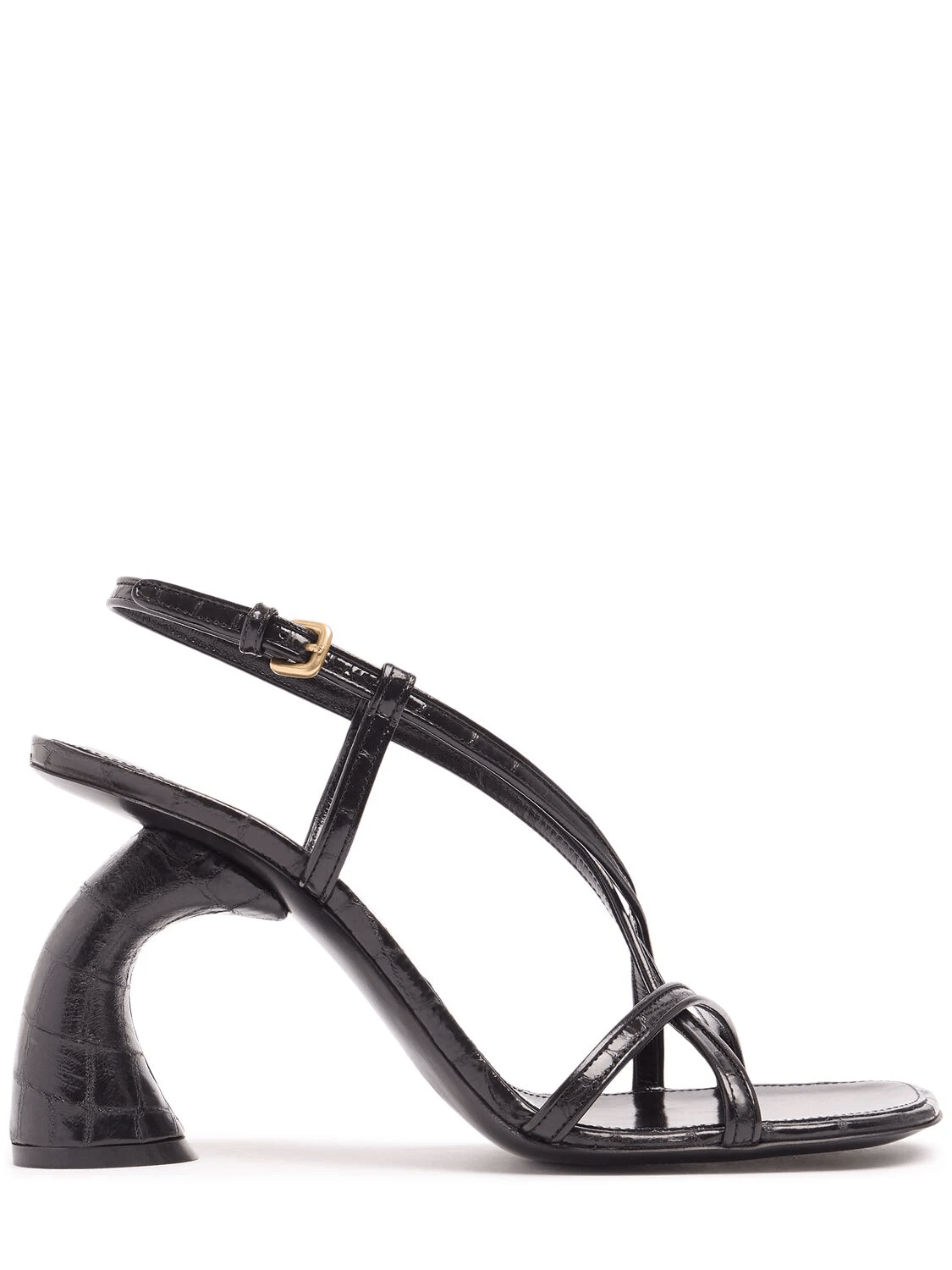 DRIES VAN NOTEN Black Embossed Leather 95mm Sandals