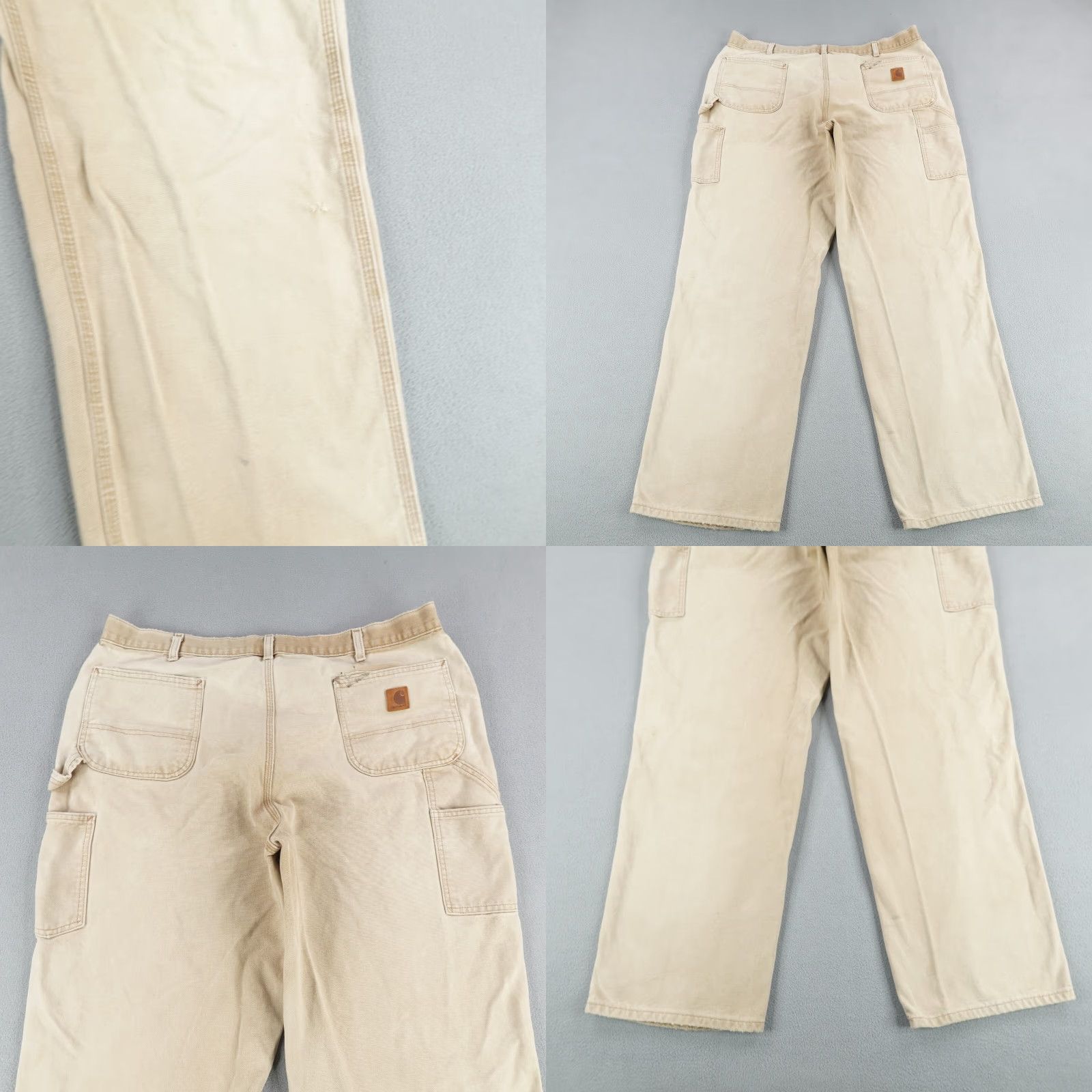 Carhartt VINTAGE Carhartt Pants Mens 42x34 Tan Beige Canvas Distressed Carpenter Workwear Casual Size US 41 - 8 Thumbnail