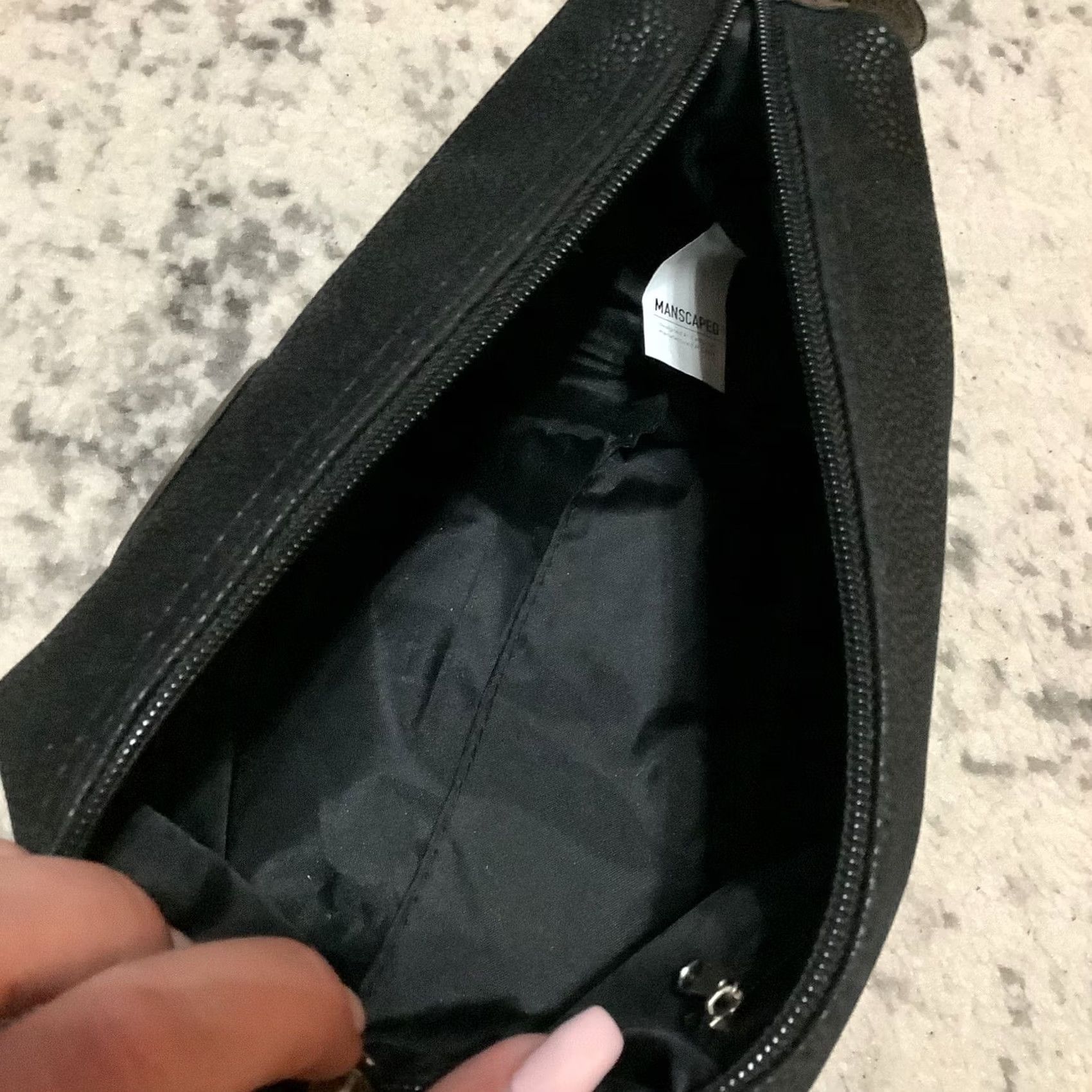 Vintage Manscaped The Shed Black Brown Mens Toiletry Travel Storage Bag H2O Resistant Bag Only Black Polyester PVC 8.5 x 5 x 4 in Mens Small Travel Pouch Size ONE SIZE - 3 Thumbnail