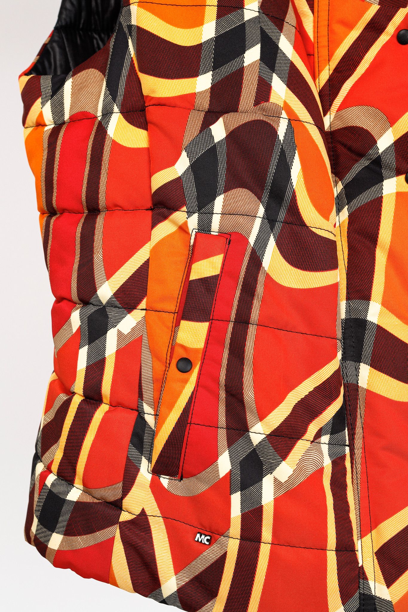 Designer Marc Cain Sports Reversible Orange Wavy-Plaid Vest Size M / US 6-8 / IT 42-44 - 7 Thumbnail