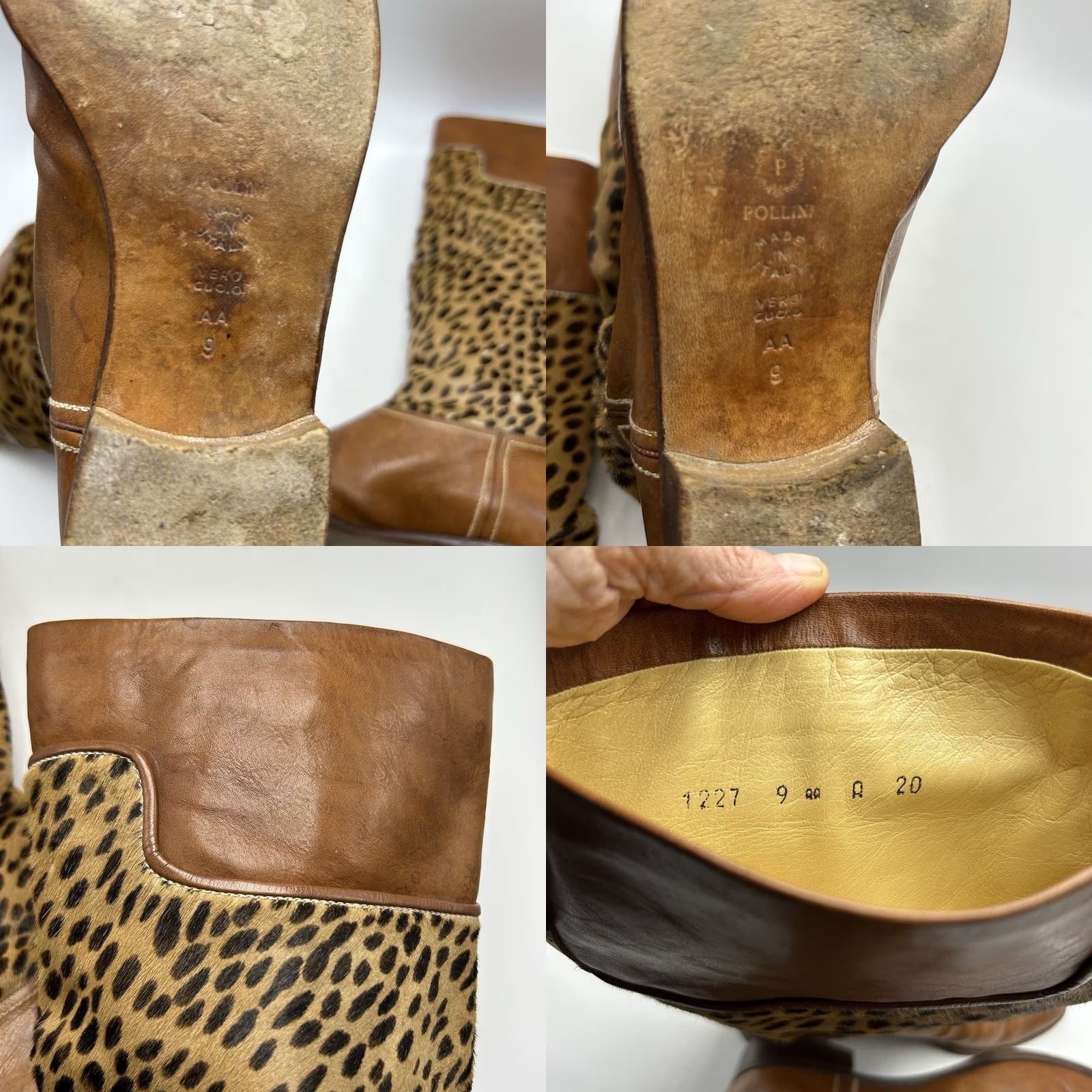 Vintage Studio Pollini Boots Womens 9 AA Brown Leather Knee High Animal Print Riding Boot Block Heel Leather Outsole Italy Vintage No Size US 9 / IT 39 - 8 Thumbnail