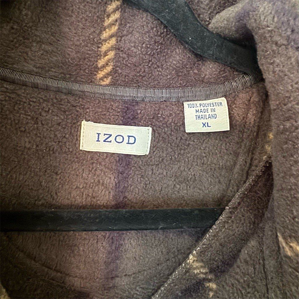 Izod IZOD Sweater Mens XL Brown Brown Plaid 1/4 Zip Mock Neck Pu Size US XL / EU 56 / 4 - 4 Thumbnail