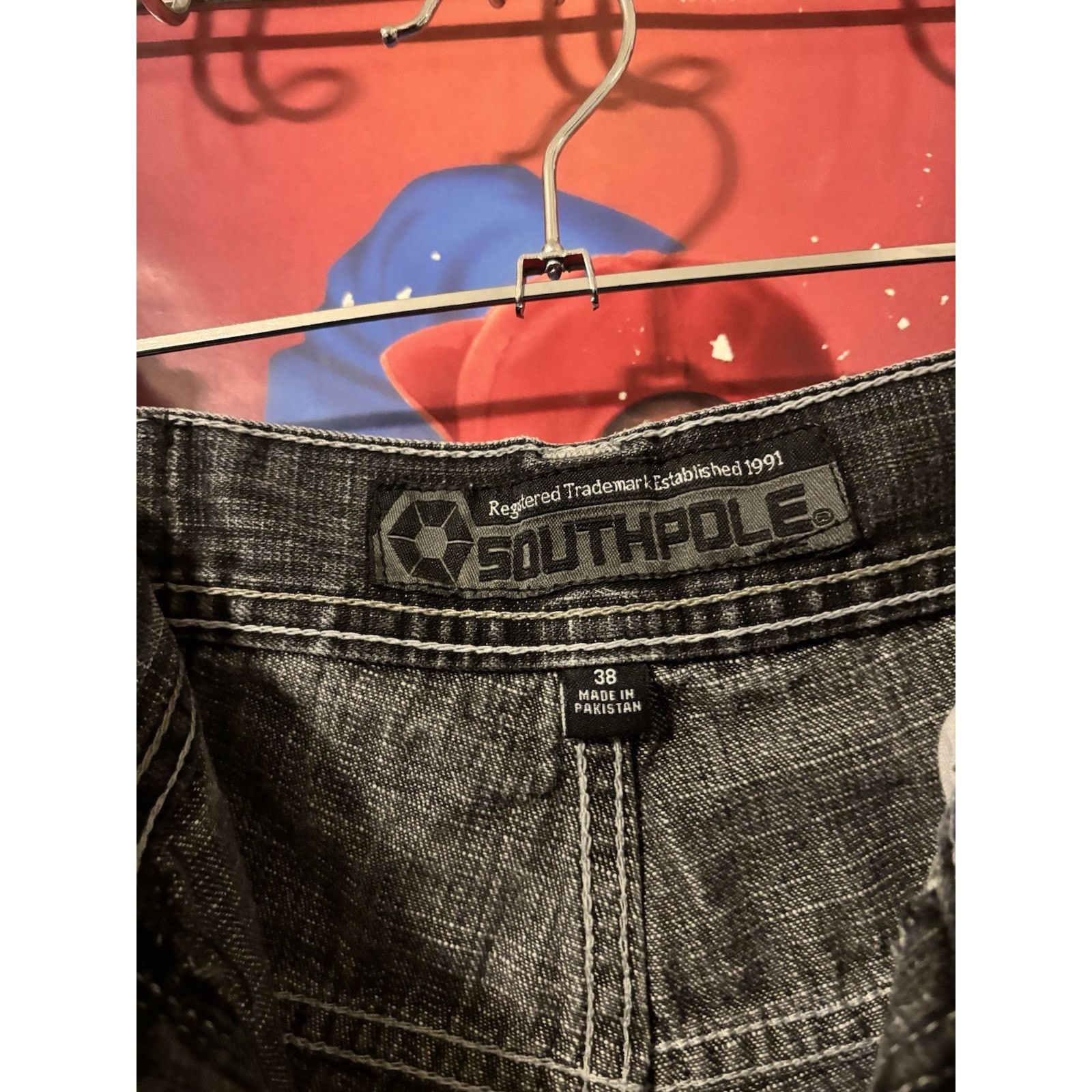 Vintage Southpole Denim Shorts Men 38 Y2K Fade Black Baggy Loose Size US 38 / EU 54 - 4 Thumbnail