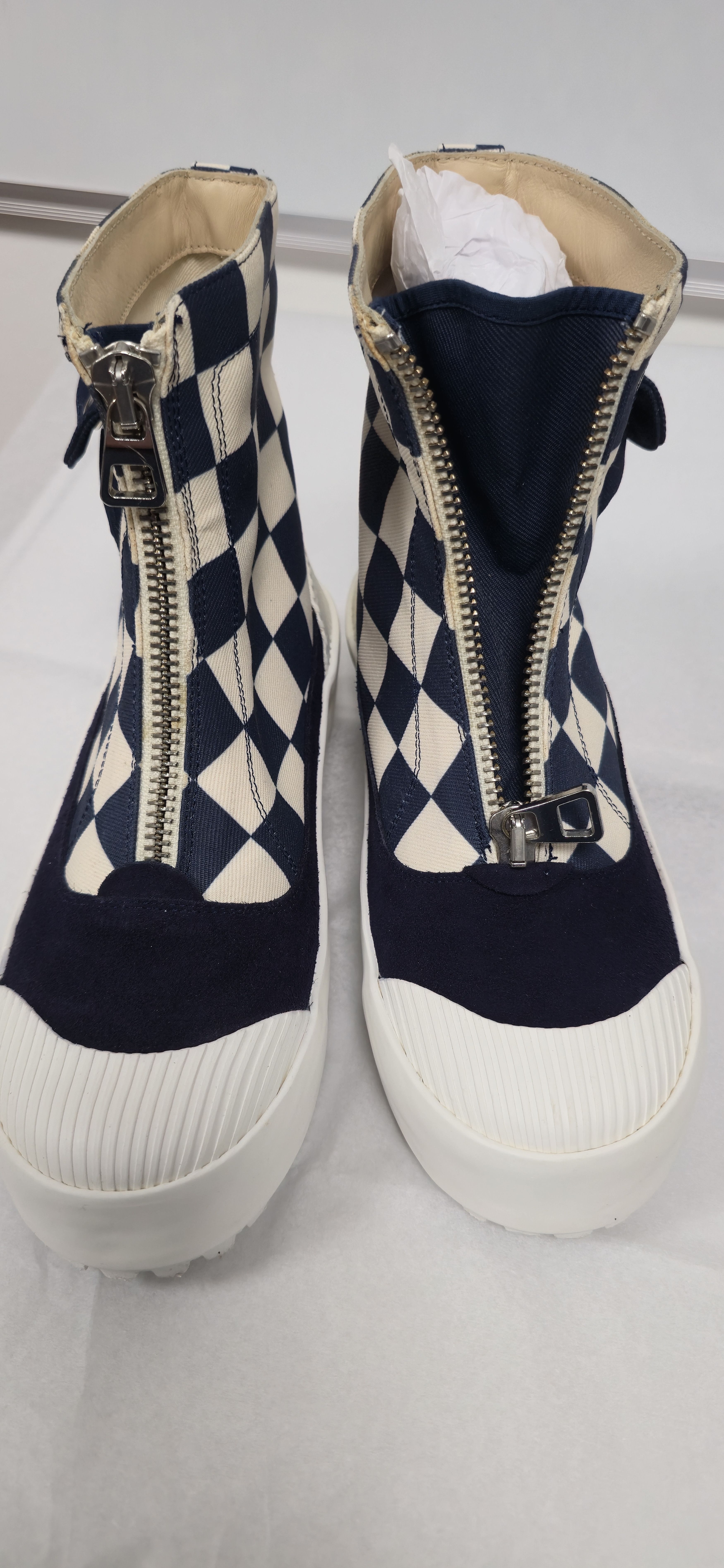 JW Anderson Navy Checkerboard Zip Cargo Pocket Boots RRP $400 Size US 8 / IT 38 - 4 Thumbnail