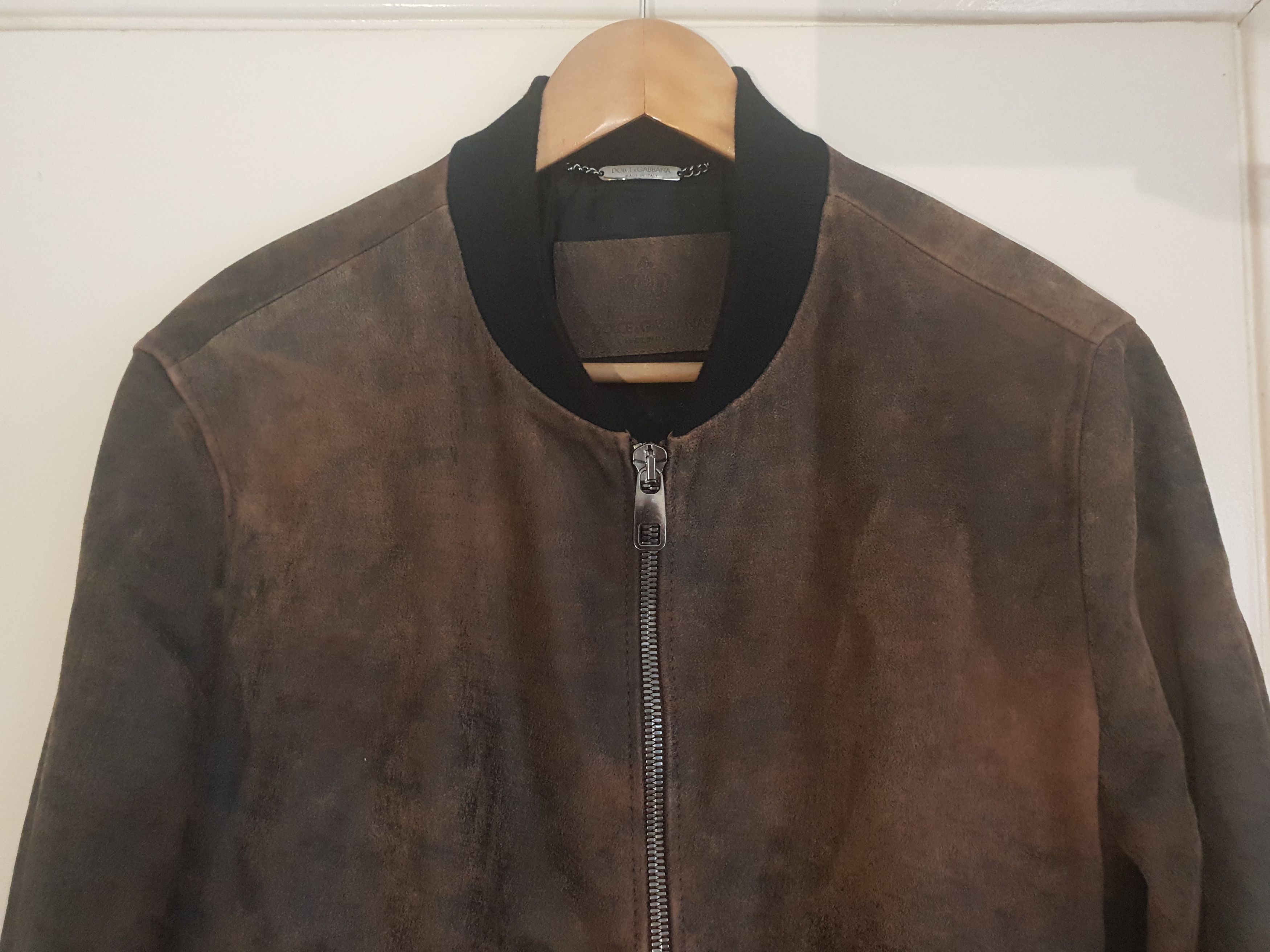 Dolce & Gabbana Men's Dolce & Gabbana Lamb Leather Logo Bomber Jacket Brown Size US M / EU 48-50 / 2 - 4 Thumbnail