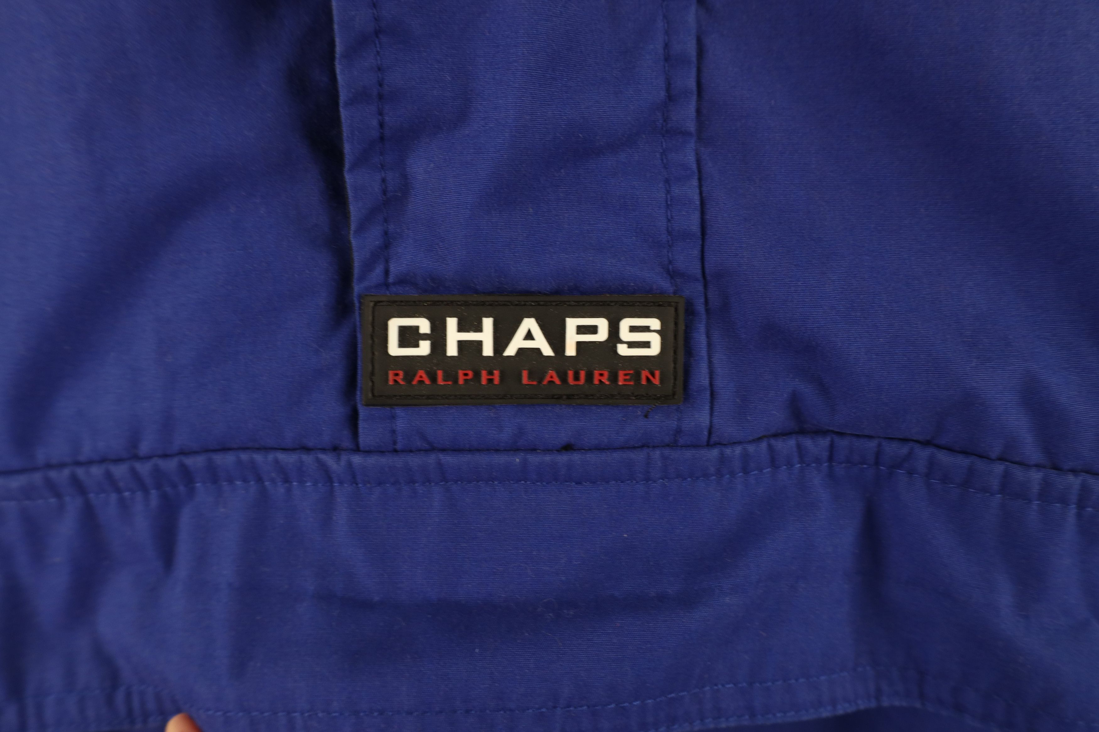 Ralph Lauren × Vintage Vintage 90s Chaps Ralph Lauren Hooded Anorak Jacket Blue Size US L / EU 52-54 / 3 - 4 Thumbnail