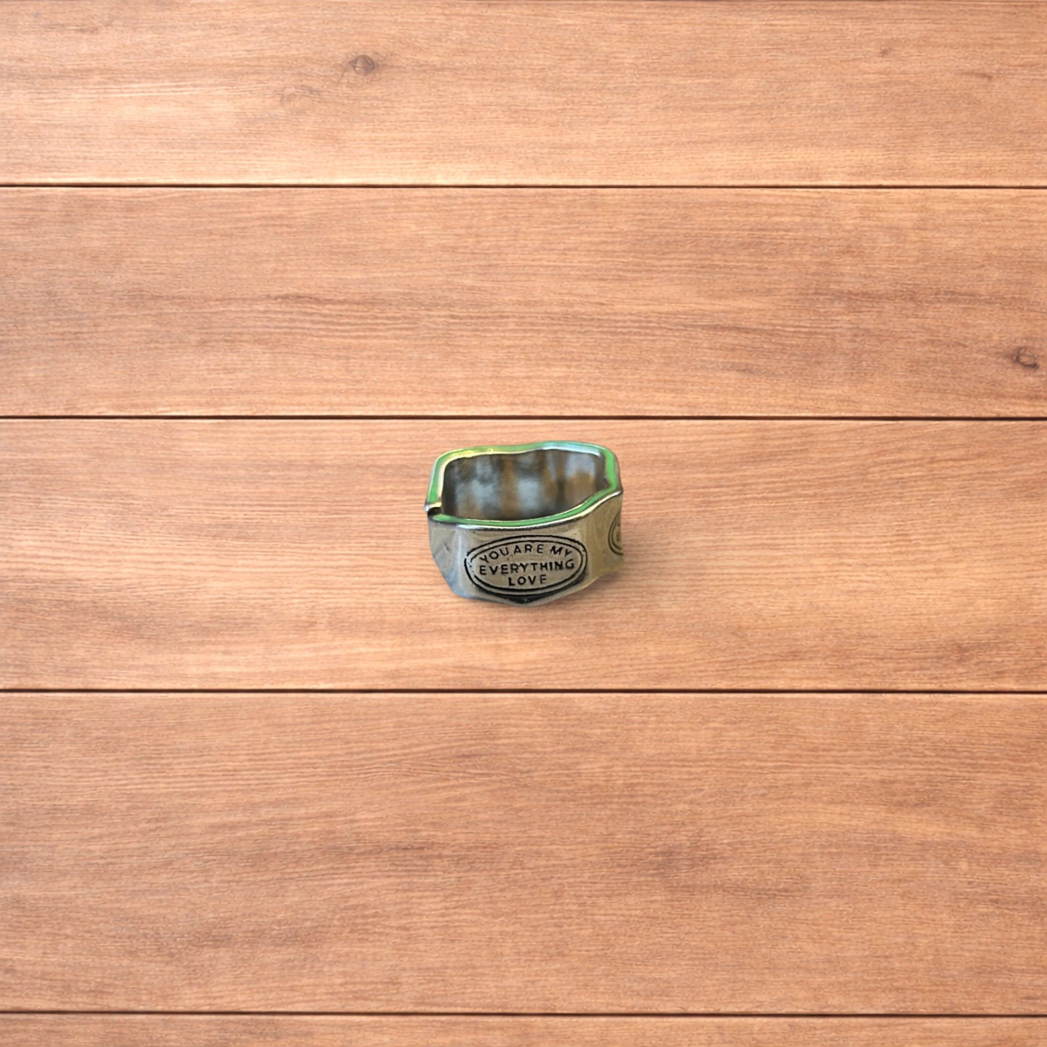 Japanese Brand Vintage style stainless you are my love ring in silver. Size ONE SIZE - 6 Thumbnail