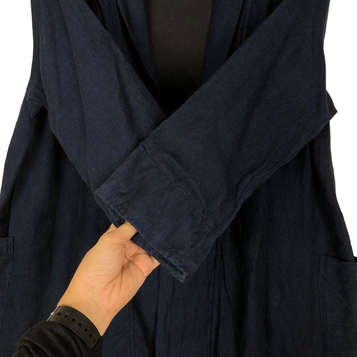 Issey Miyake 🔥Rich Black Long Jacket Double Breast Inspire Issey Miyake Size US M / EU 48-50 / 2 - 15 Thumbnail