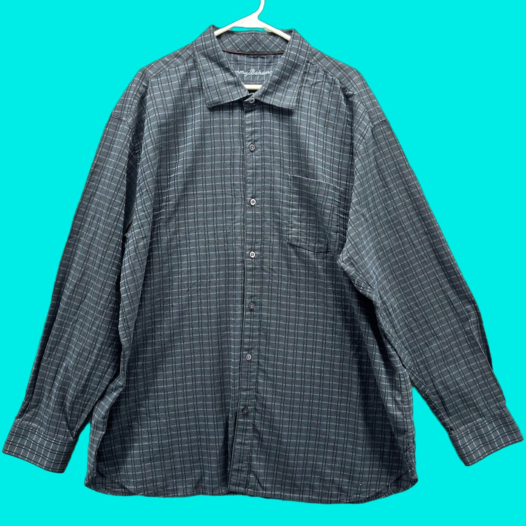 Tommy Bahama Tommy Bahama Shirt Mens 2XL Gray Check Long Sleeve Cotton Silk Button Up Shirt Size US XXL / EU 58 / 5 - 1 Thumbnail