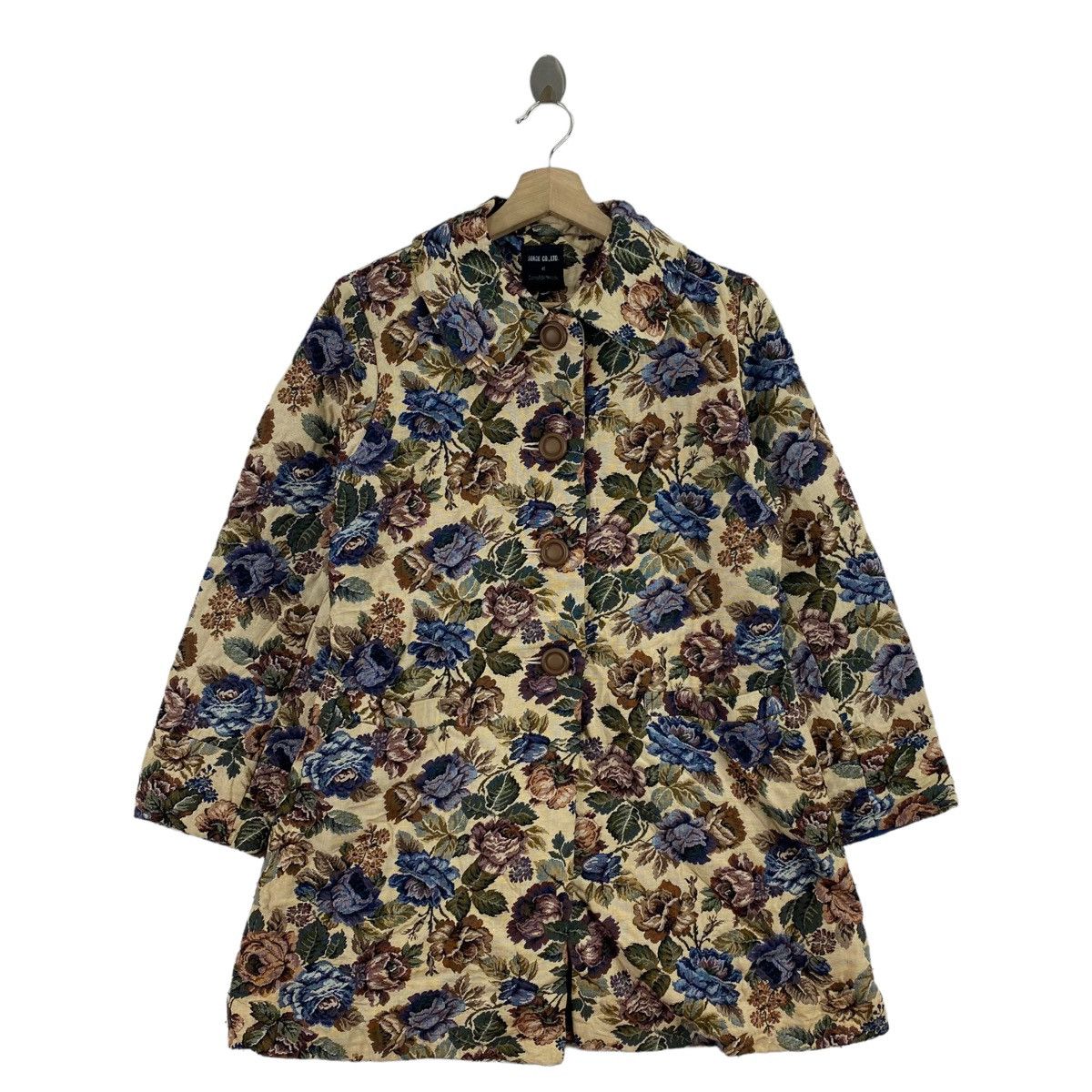 CO BERGE CO. LTD Flowers Design Overprint Button Up Coat Jacket Size S / US 4 / IT 40 - 1 Thumbnail