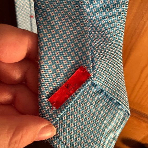 Isaia Isaia neck Tie 7 fold 100% silk blue and white handmade IT Size ONE SIZE - 4 Thumbnail
