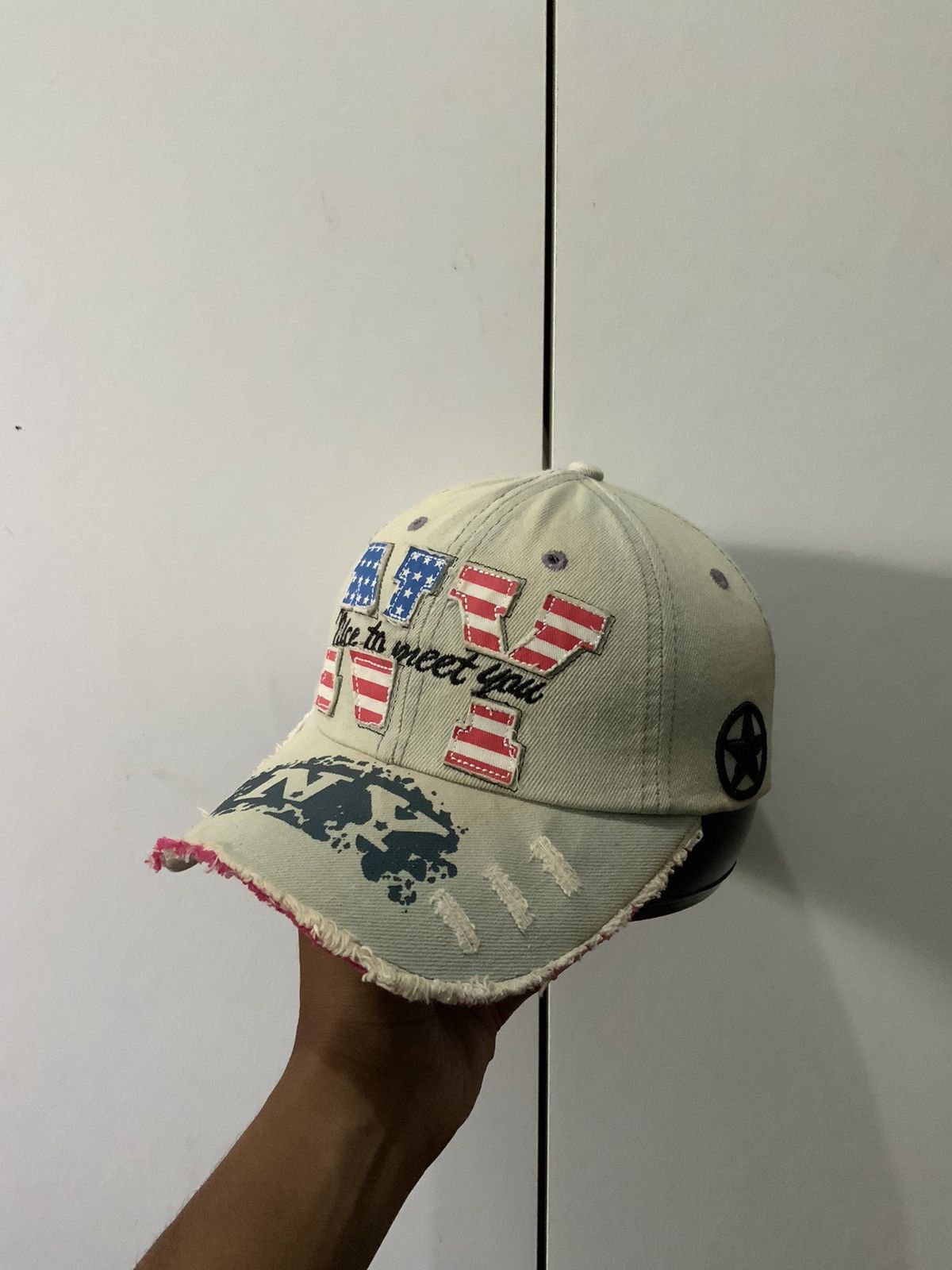 If Six Was Nine New York Nice to meet you Distressed Fade Hat Cap Size ONE SIZE - 2 Thumbnail