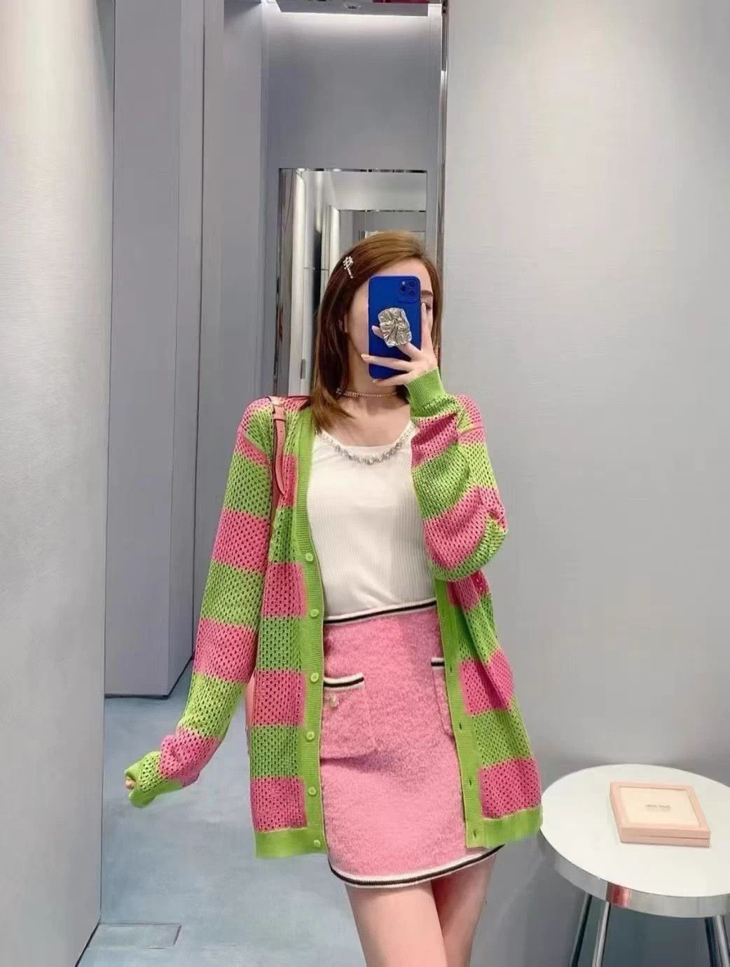 Miu Miu MIU MIU color blocked summer knit cardigan size 40 Size S / US 4 / IT 40 - 2 Thumbnail