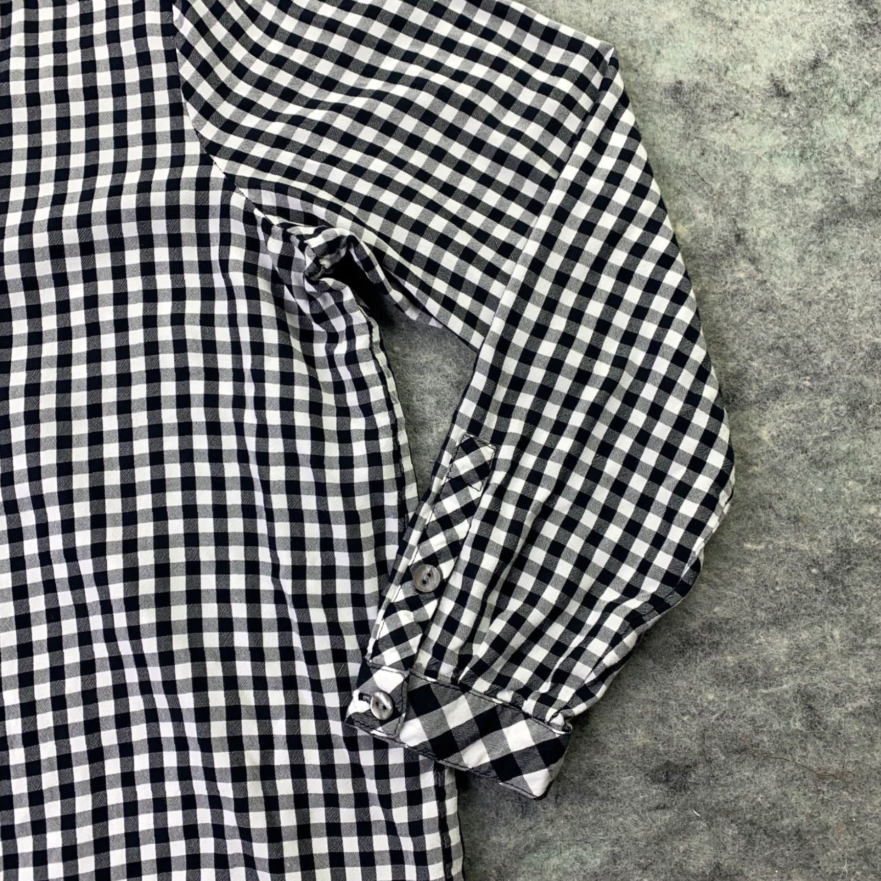 J. Jill J. Jill Womens Shirt Top Small Black Gingham Check Long Sleeve Tunic Button-Up Collared Pleated Blouse Size S / US 4 / IT 40 - 4 Thumbnail