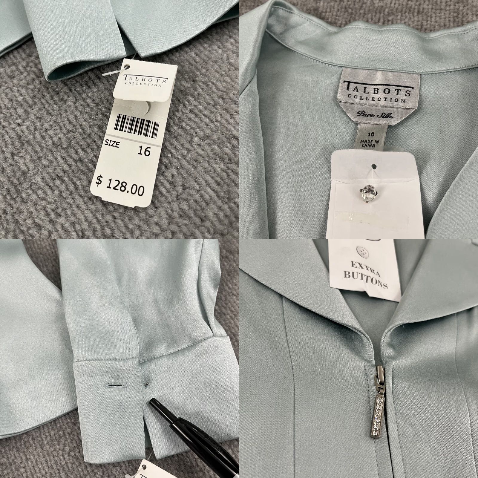 Talbots Talbots Blazer Jacket Womens Size 16 Blue 100% Silk Full Zip Career Office Size XXL / US 16-18 / IT 52-54 - 8 Thumbnail