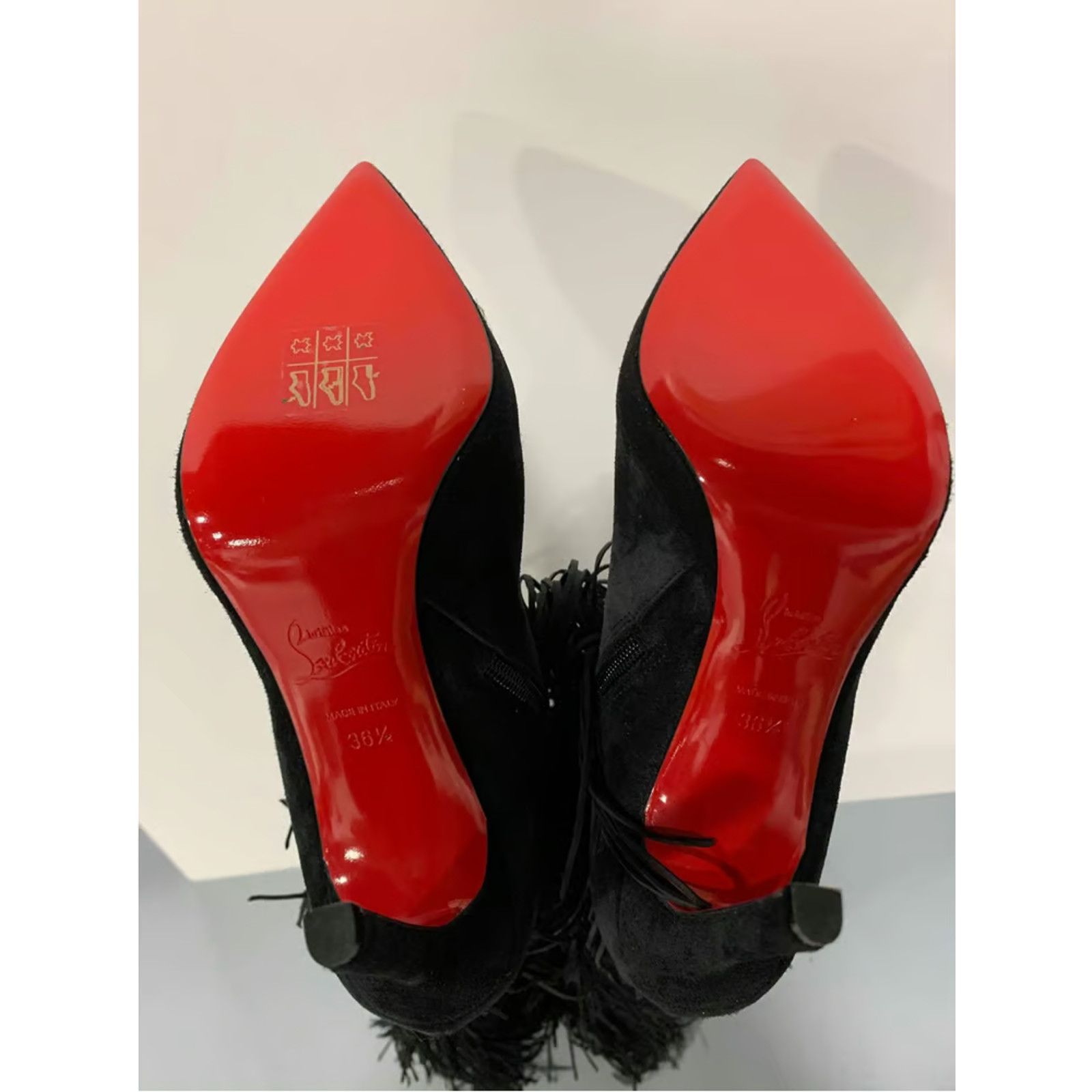 Christian Louboutin Christian Louboutin Bolcheva 120 Black Fringe Thigh High OTK Size US 6.5 / IT 36.5 - 12 Thumbnail