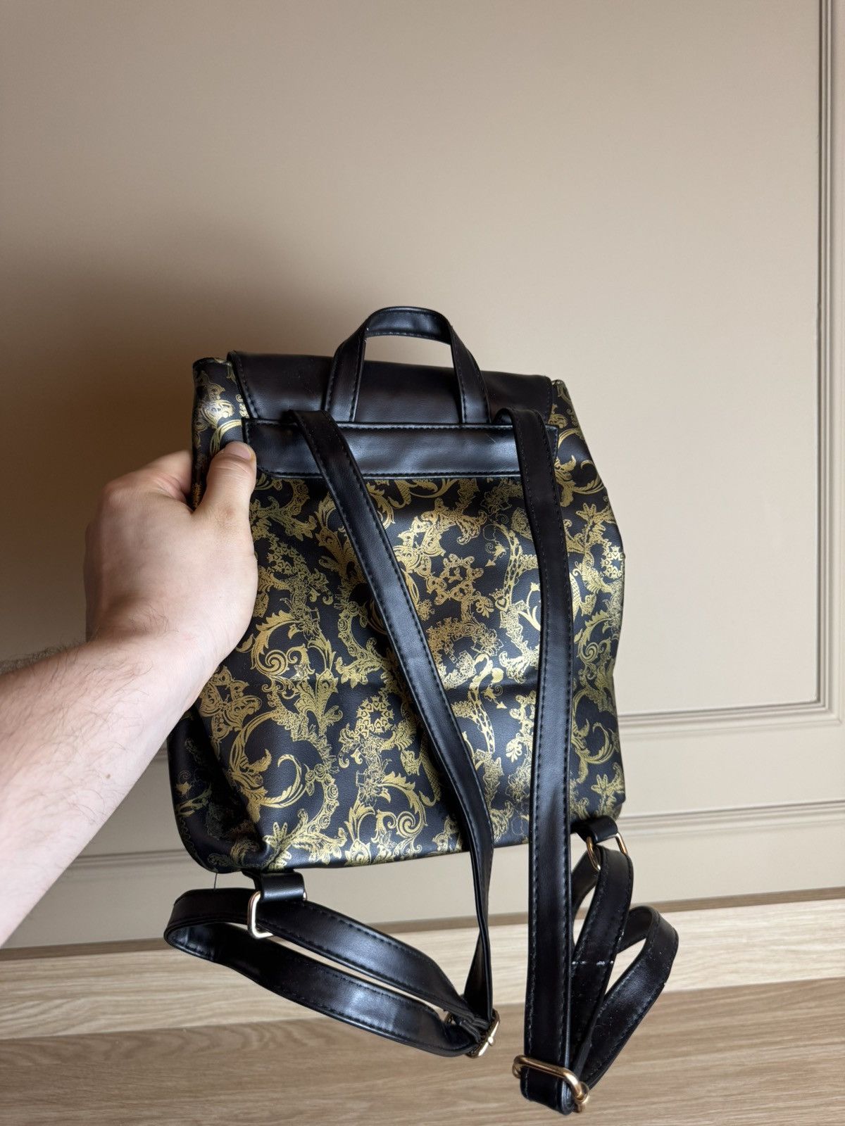 Versace Versace Parfums Black Nylon Leather Backpack O/S Size ONE SIZE - 2 Thumbnail