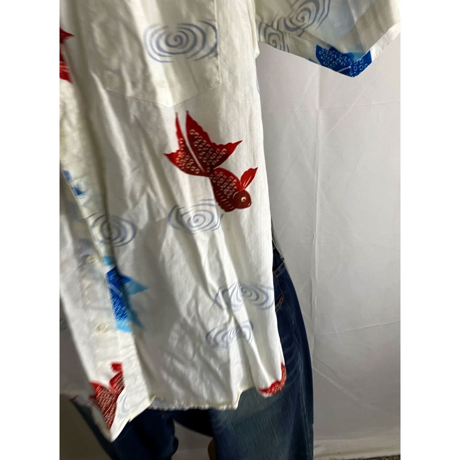 Vintage Riphon Bangkok Batik Fish SHIRT Marked Large L FITS Medium M Length 32 Size US M / EU 48-50 / 2 - 4 Thumbnail