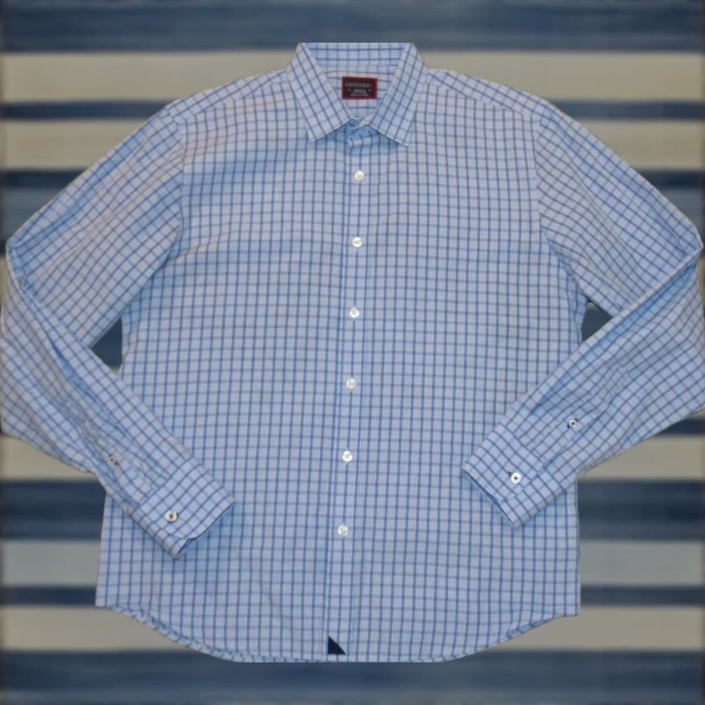UNTUCKit UNTUCKIT Blue Plaid Long Sleeve Button Down Shirt Medium M Mens Shirt XS? Size US M / EU 48-50 / 2 - 1 Thumbnail