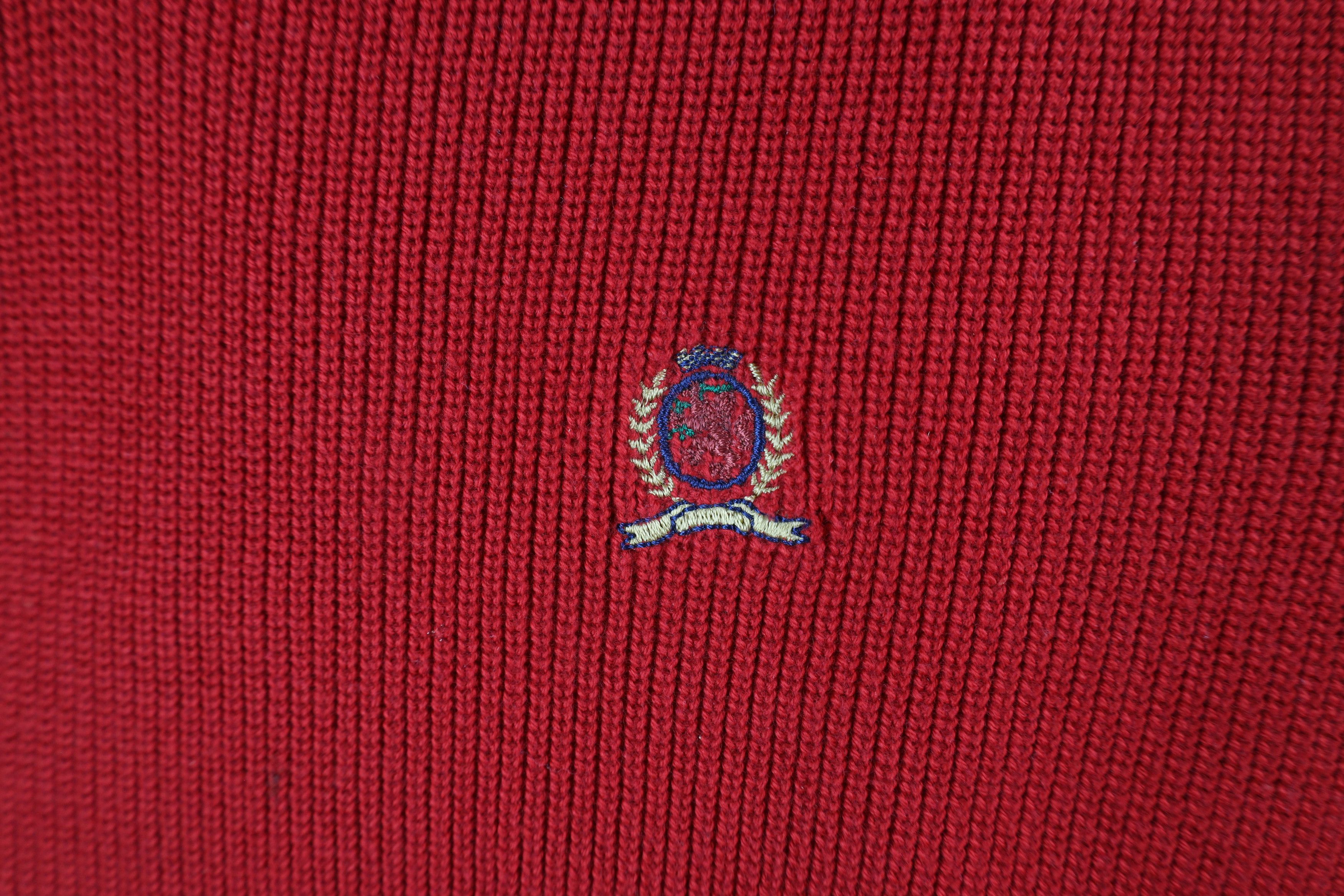 Tommy Hilfiger × Vintage Vintage 90s Tommy Hilfiger Ribbed Knit Sweater Vest Red Size US XL / EU 56 / 4 - 4 Thumbnail