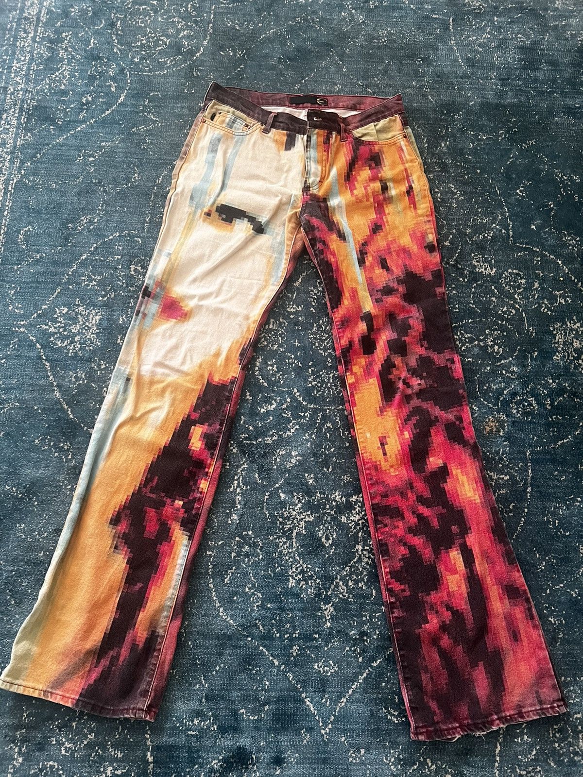 Just Cavalli × Roberto Cavalli 2001 Desi Lava Pixel Pants Size US 30 / EU 46 - 11 Thumbnail