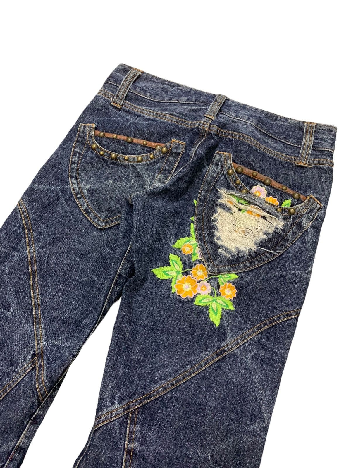 If Six Was Nine × Tornado Mart Azul Pure Japan Flared Geometrical Studded Craft Denim Pants Size US 30 / EU 46 - 15 Thumbnail