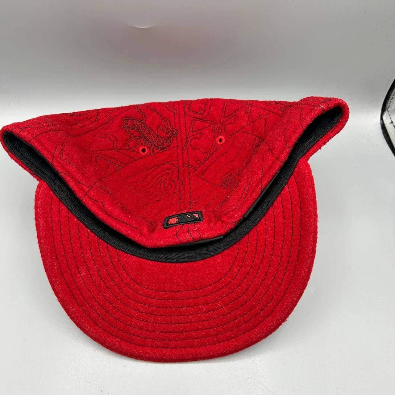 New Era Atlanta Braves Hat Men 8 Red Embroidered Fitted Cap Size ONE SIZE - 3 Thumbnail
