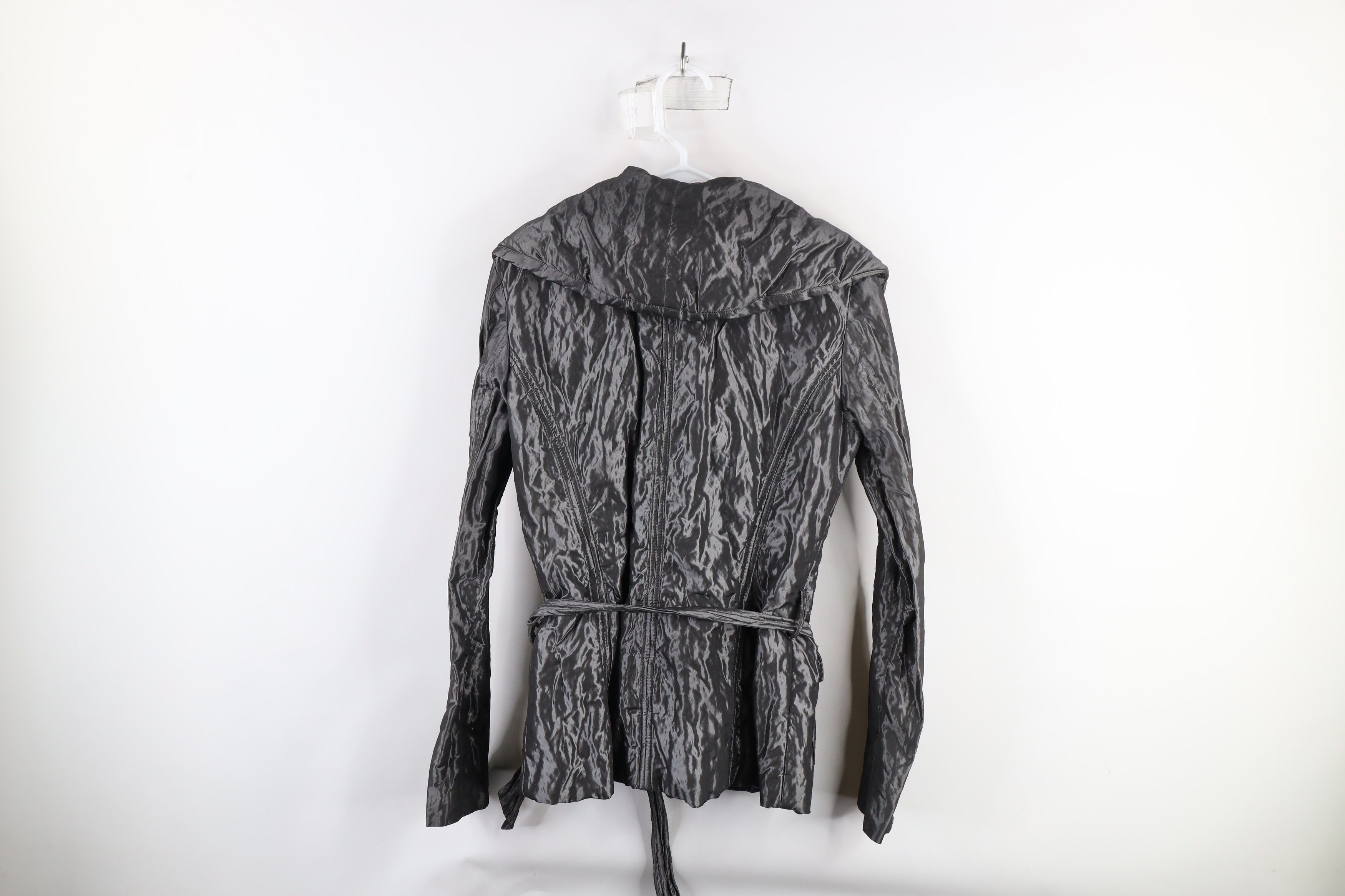 Vintage Vintage 90s Cache Belted Shawl Puffer Jacket Gray Metallic Size M / US 6-8 / IT 42-44 - 9 Thumbnail