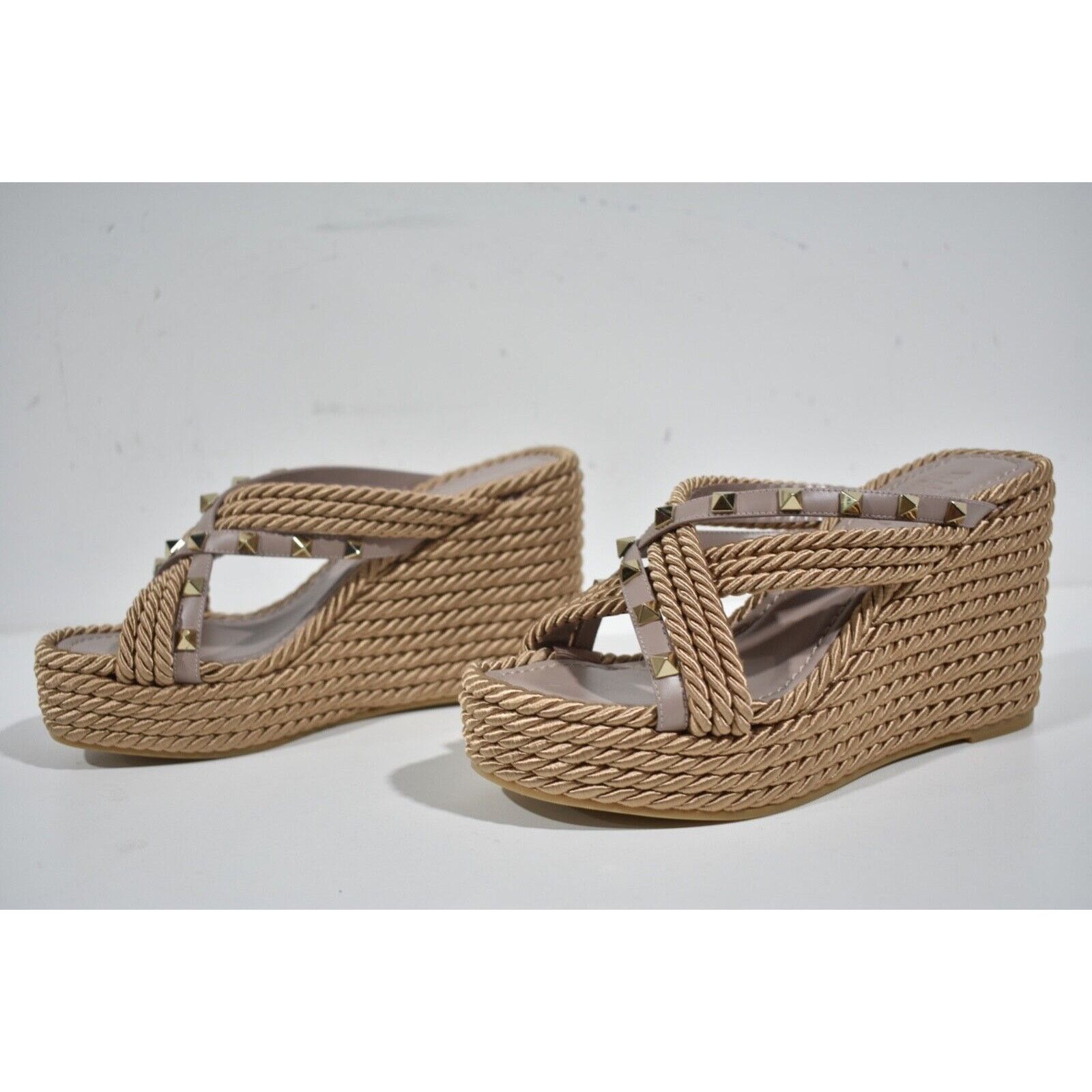 Valentino Valentino Rockstud Torchon Poudre Nude Cord Rope Size US 11 / IT 41 - 10 Thumbnail