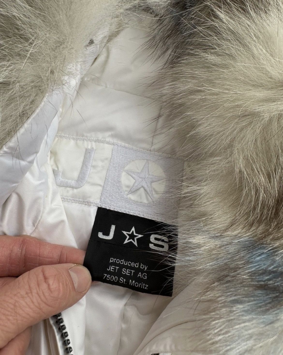JET SET Jet Set St. Moritz Women’s White Down Ski Jacket Fur Hood Size M / US 6-8 / IT 42-44 - 2 Thumbnail